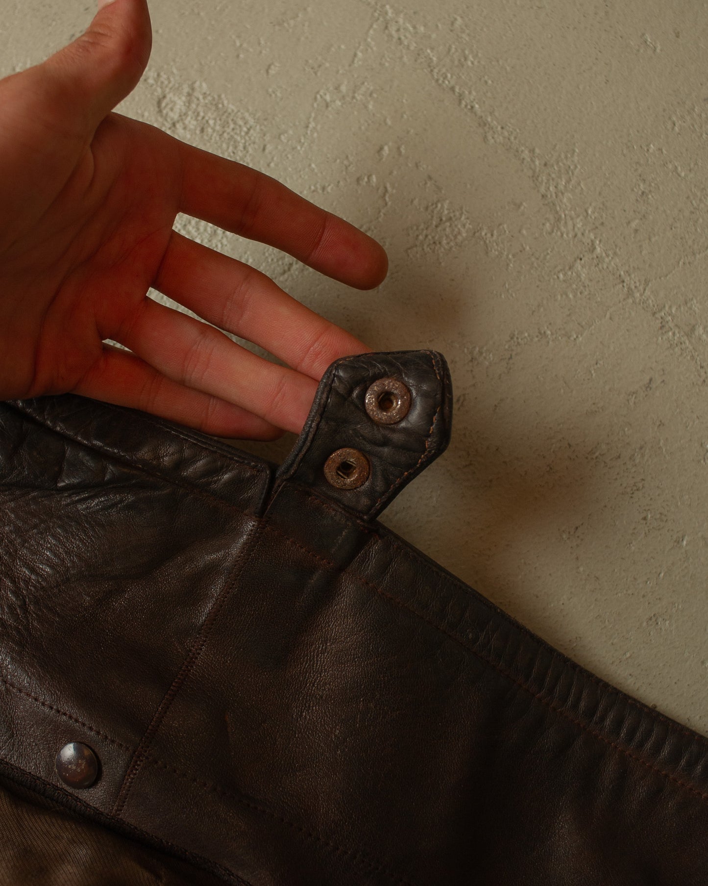 1950s German "Theisen" Leather Biker Jacket brown - L