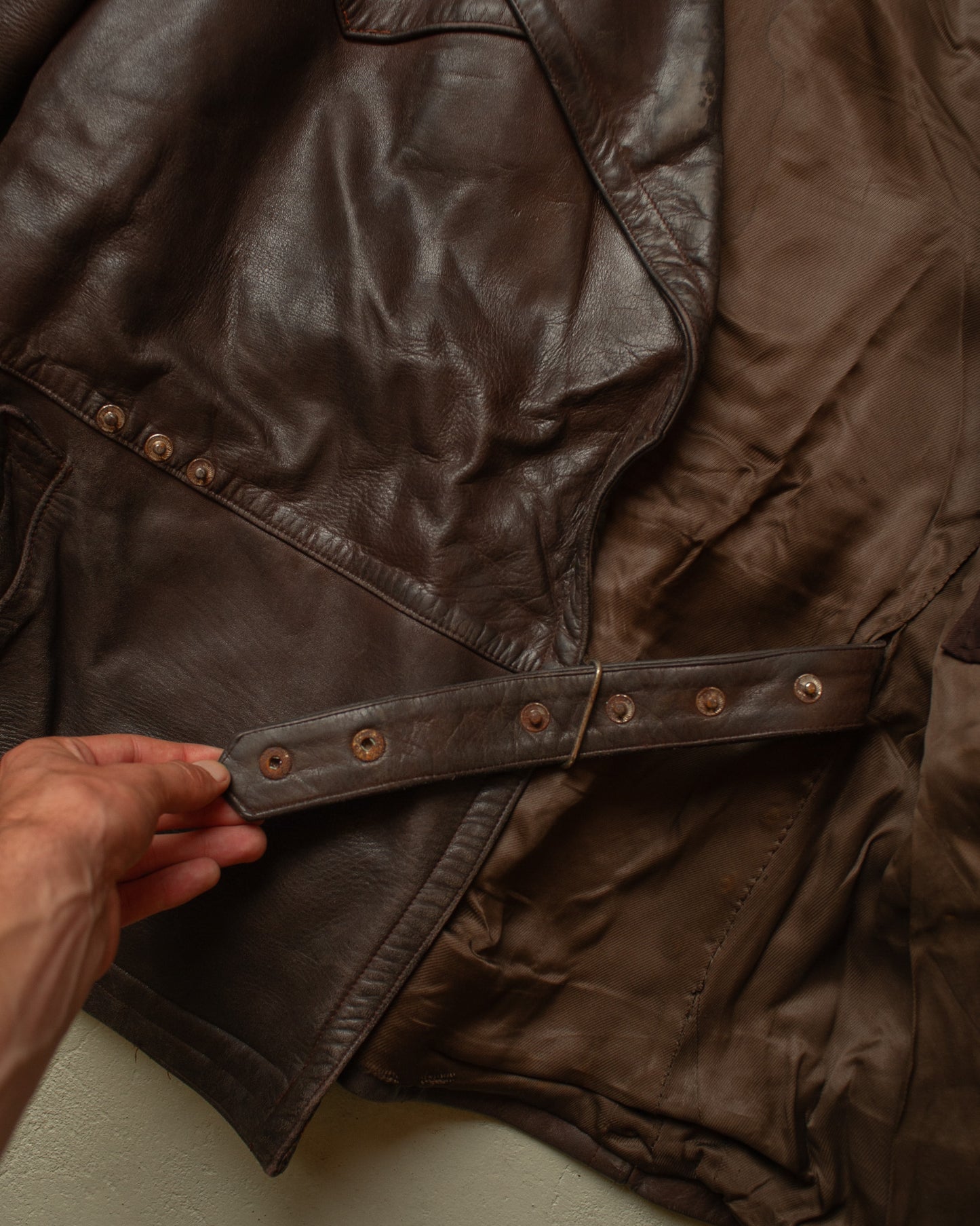 1950s German "Theisen" Leather Biker Jacket brown - L