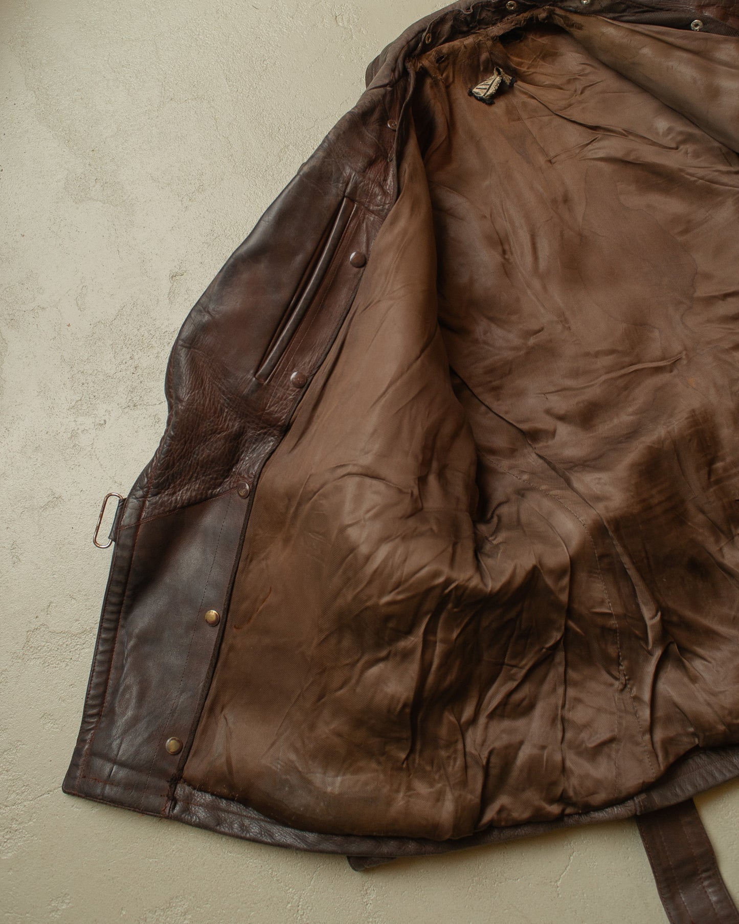 1950s German "Theisen" Leather Biker Jacket brown - L