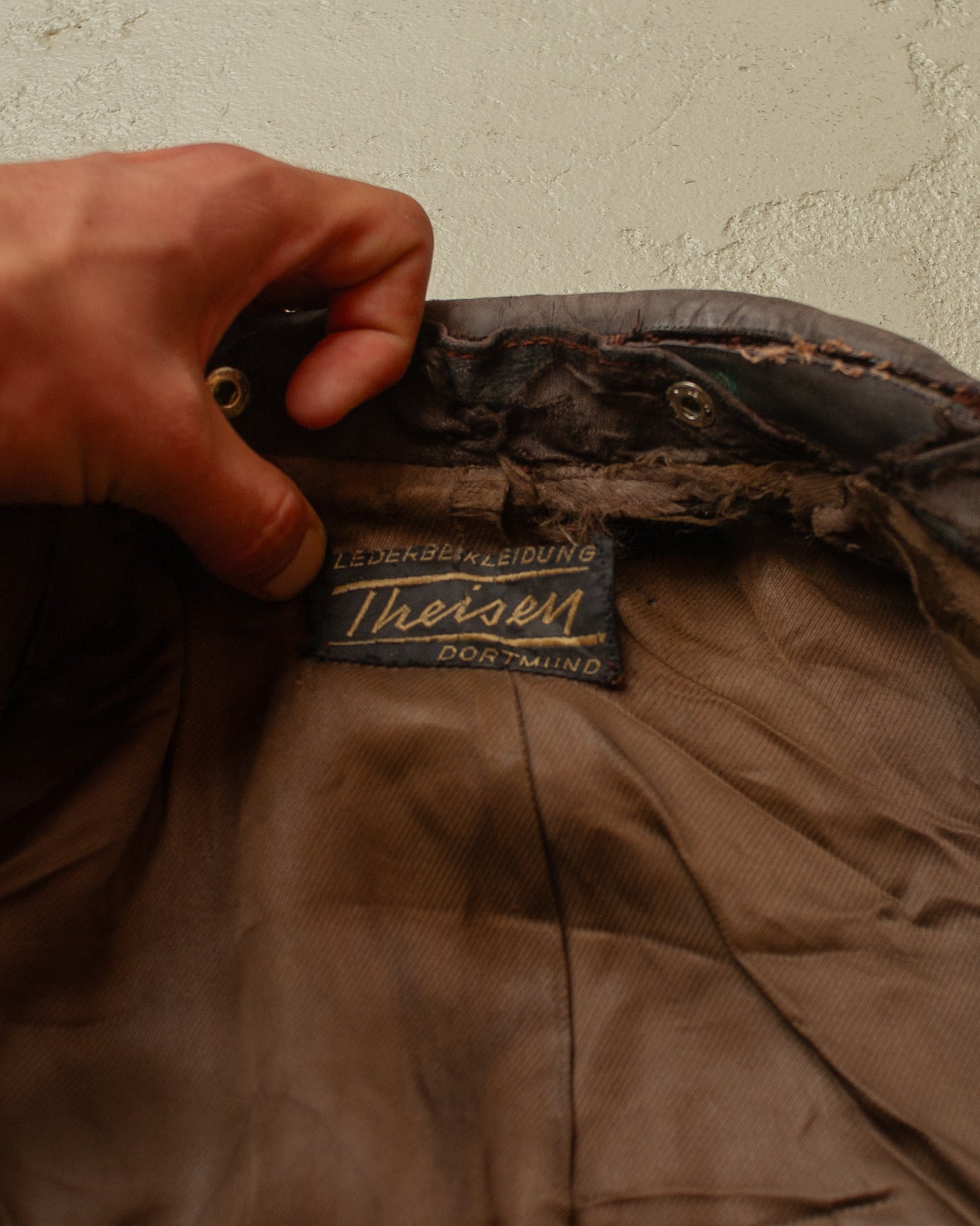 1950s German "Theisen" Leather Biker Jacket brown - L