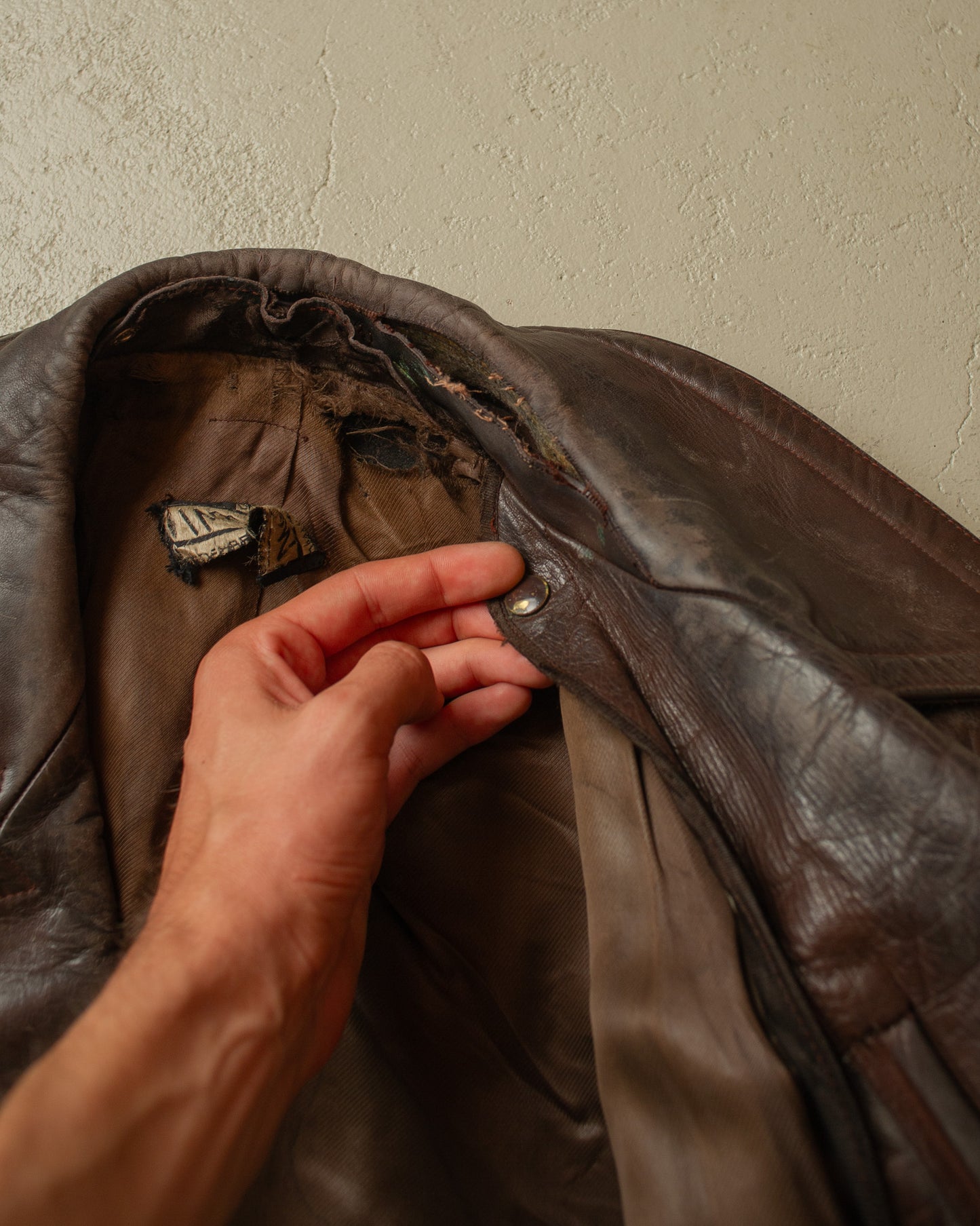 1950s German "Theisen" Leather Biker Jacket brown - L