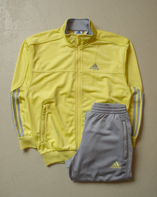 2000s Adidas Two Tone Tracksuit yellow/grey - M