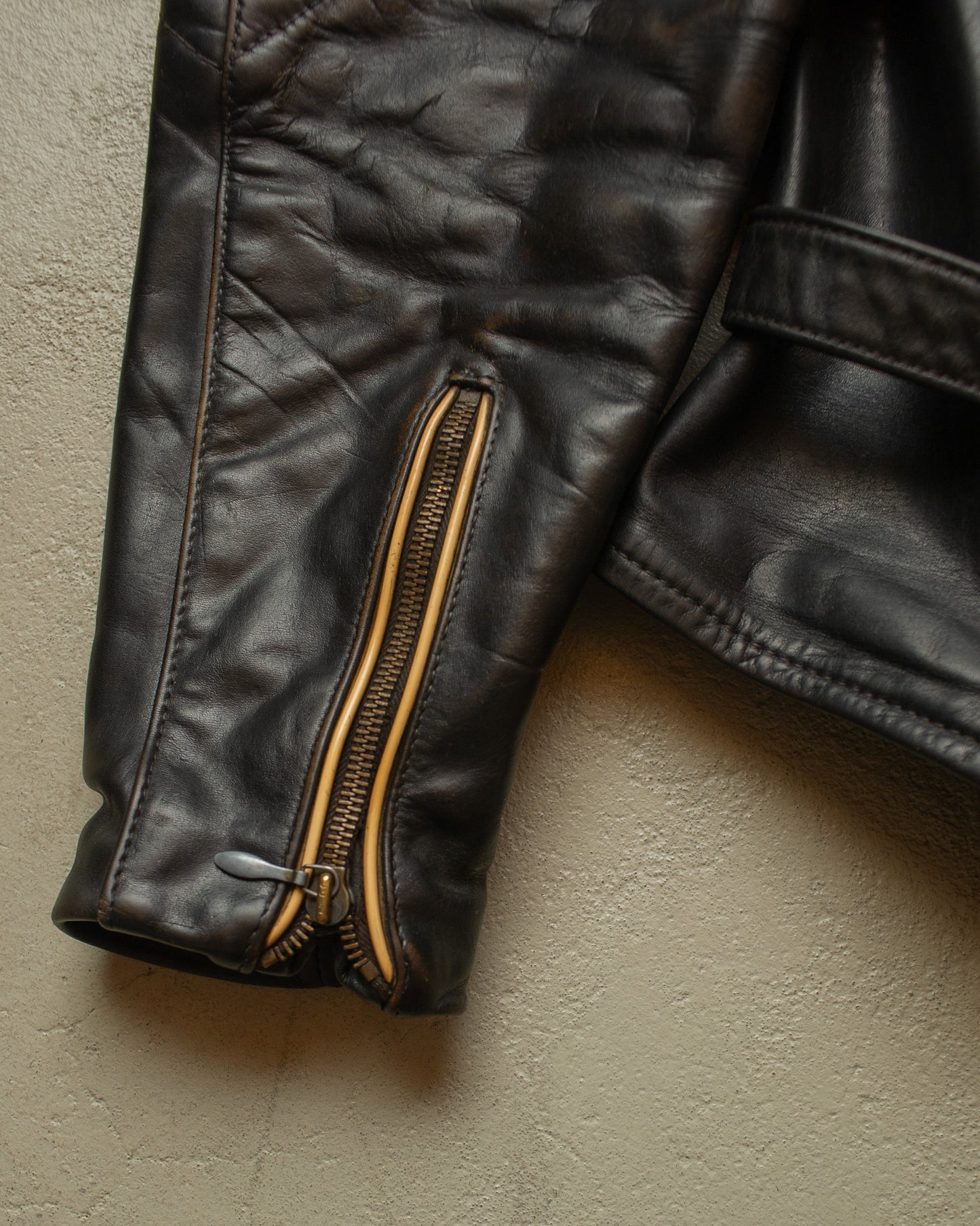 1950s German Biker Leather Jacket black - L