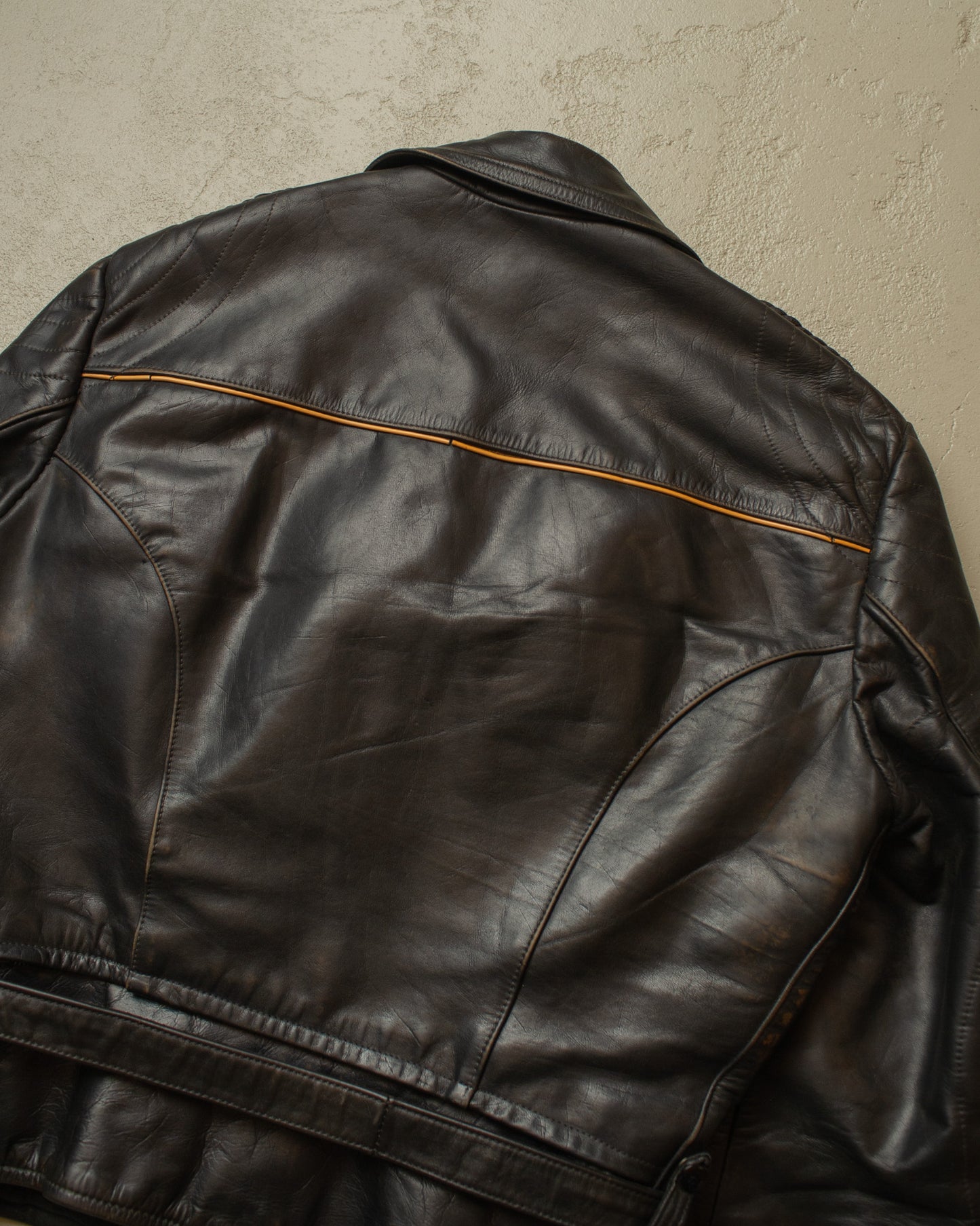 1950s German Biker Leather Jacket black - L