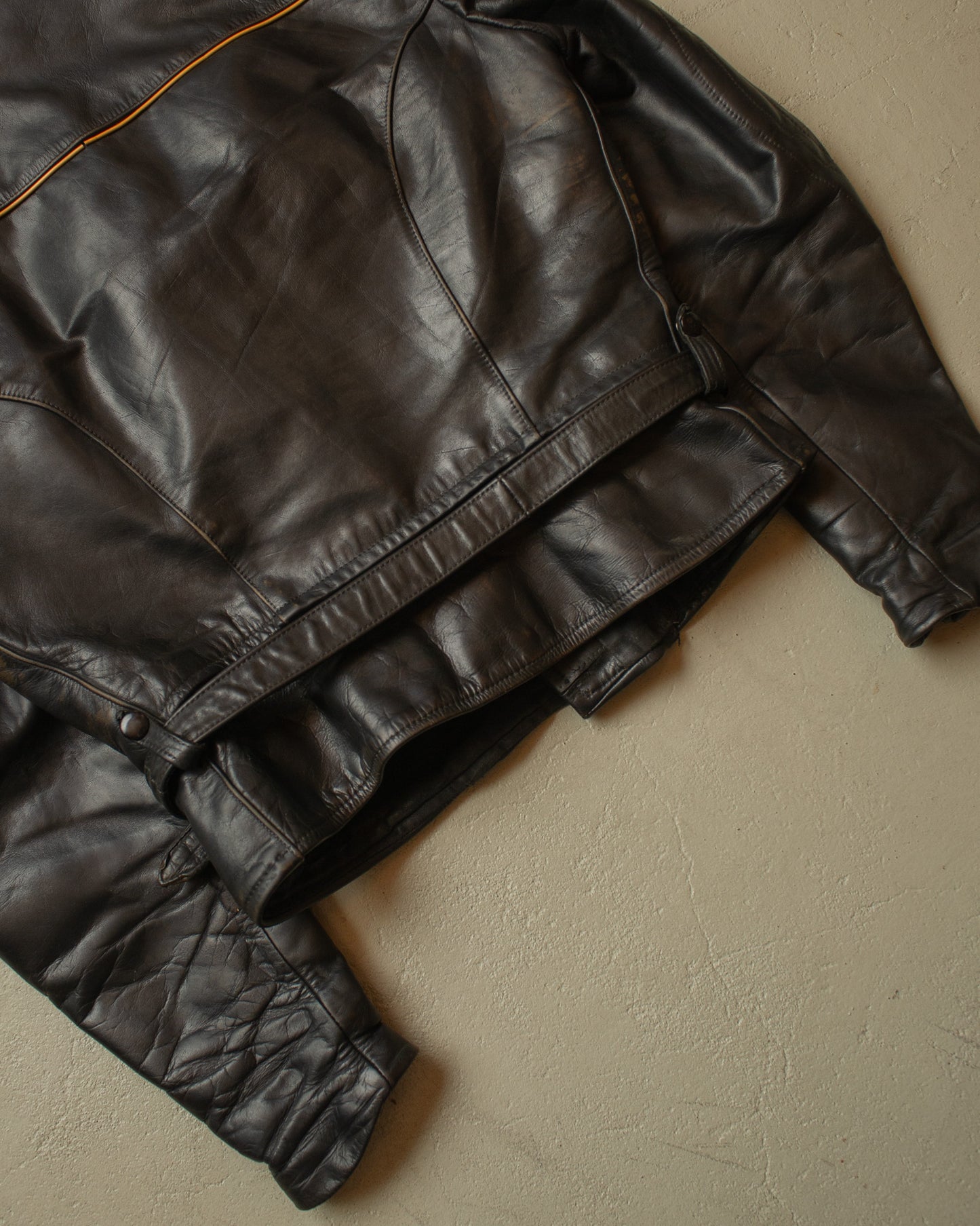 1950s German Biker Leather Jacket black - L
