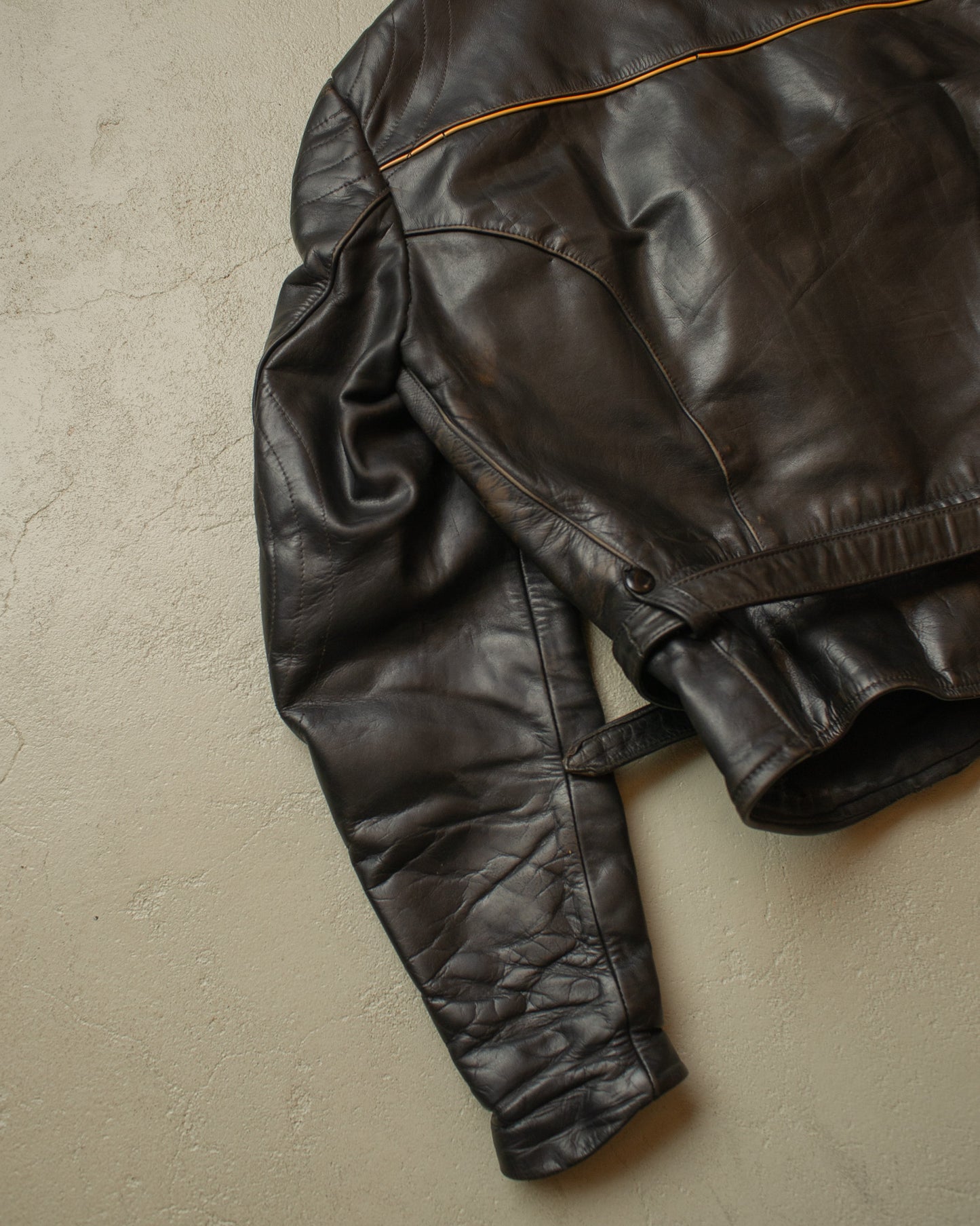 1950s German Biker Leather Jacket black - L
