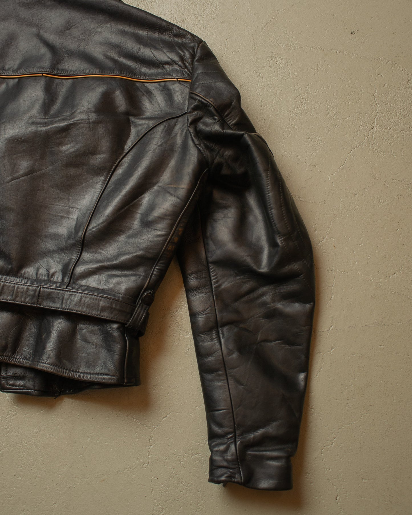 1950s German Biker Leather Jacket black - L