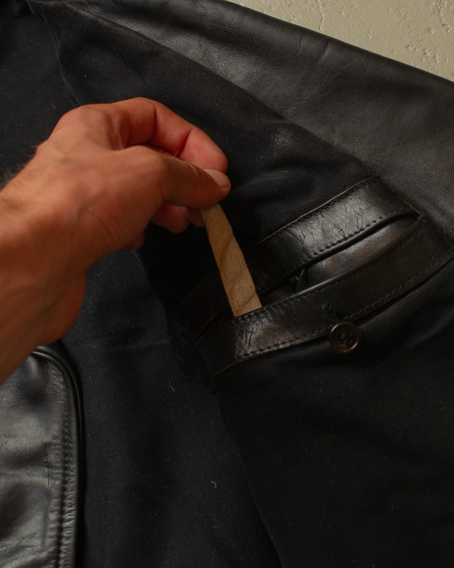 1950s German Biker Leather Jacket black - L
