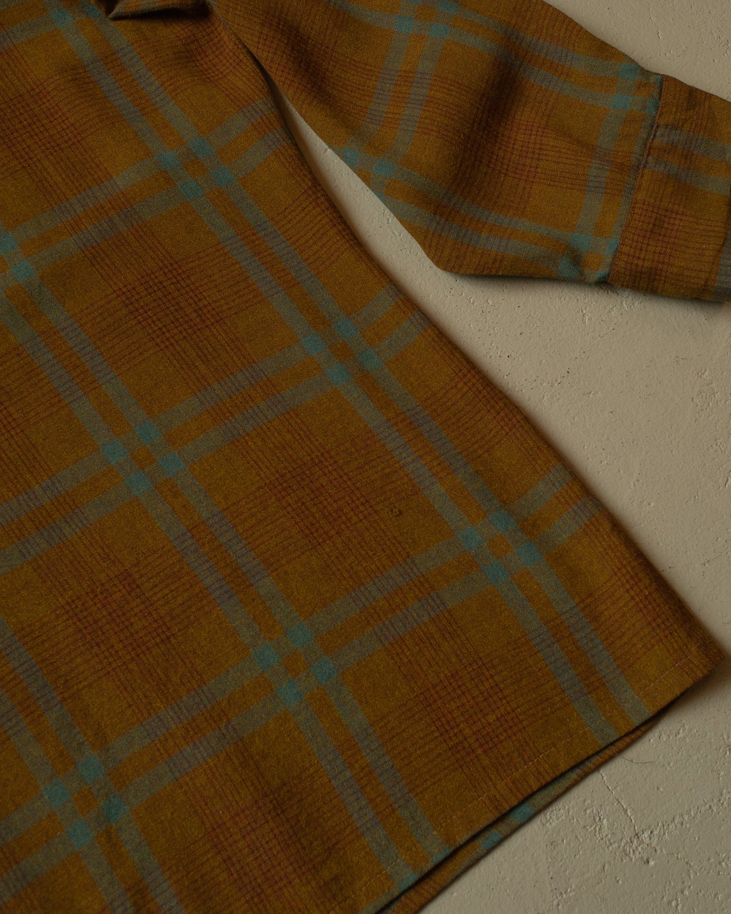 1950s Chevella by Arrow checkered Loop Collar Shirt brown - L/XL