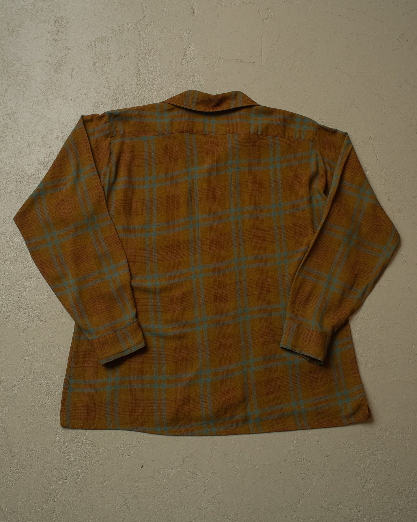 1950s Chevella by Arrow checkered Loop Collar Shirt brown - L/XL