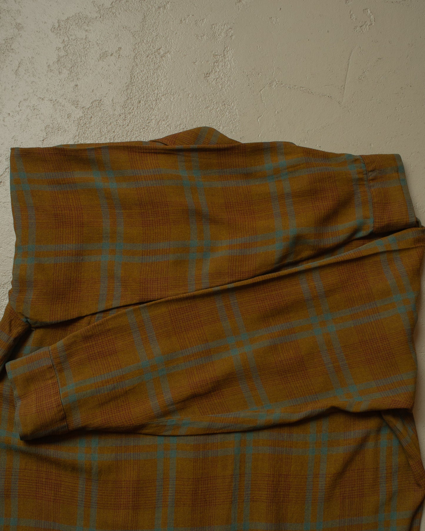 1950s Chevella by Arrow checkered Loop Collar Shirt brown - L/XL