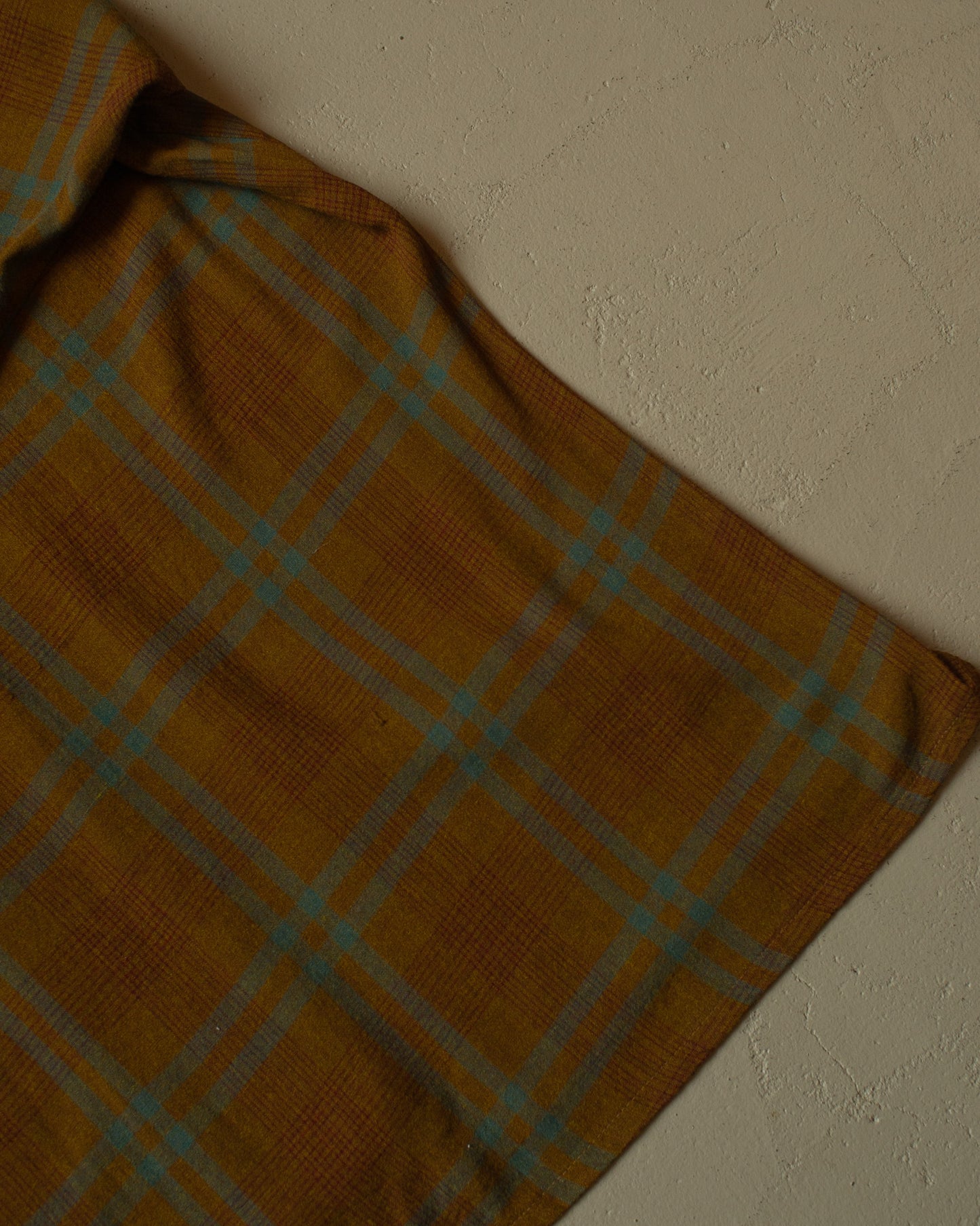 1950s Chevella by Arrow checkered Loop Collar Shirt brown - L/XL