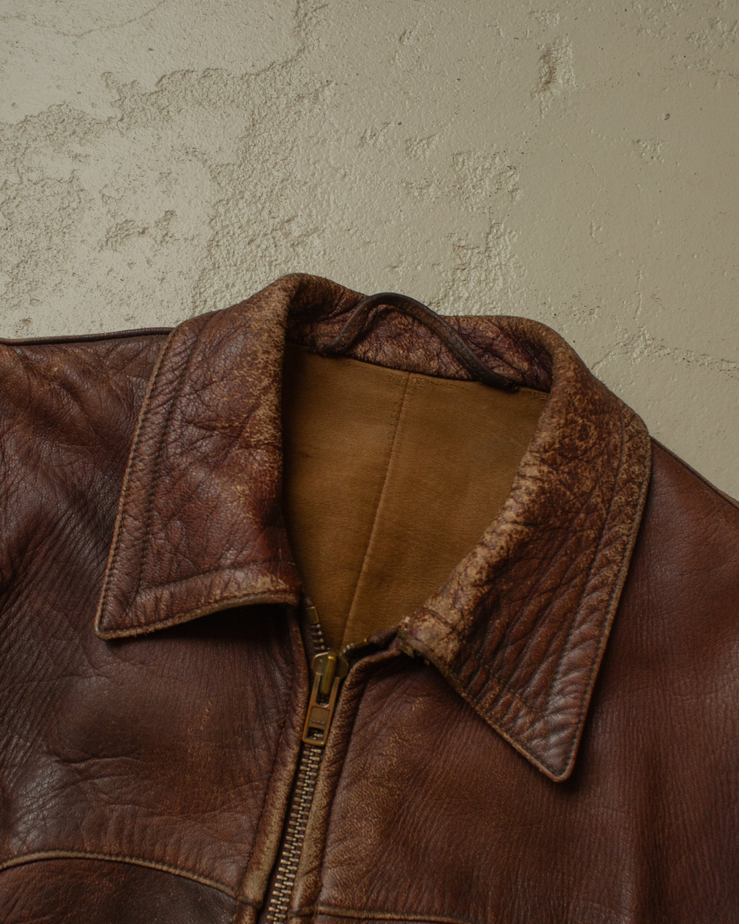 1950s German Leather Biker Jacket brown - M