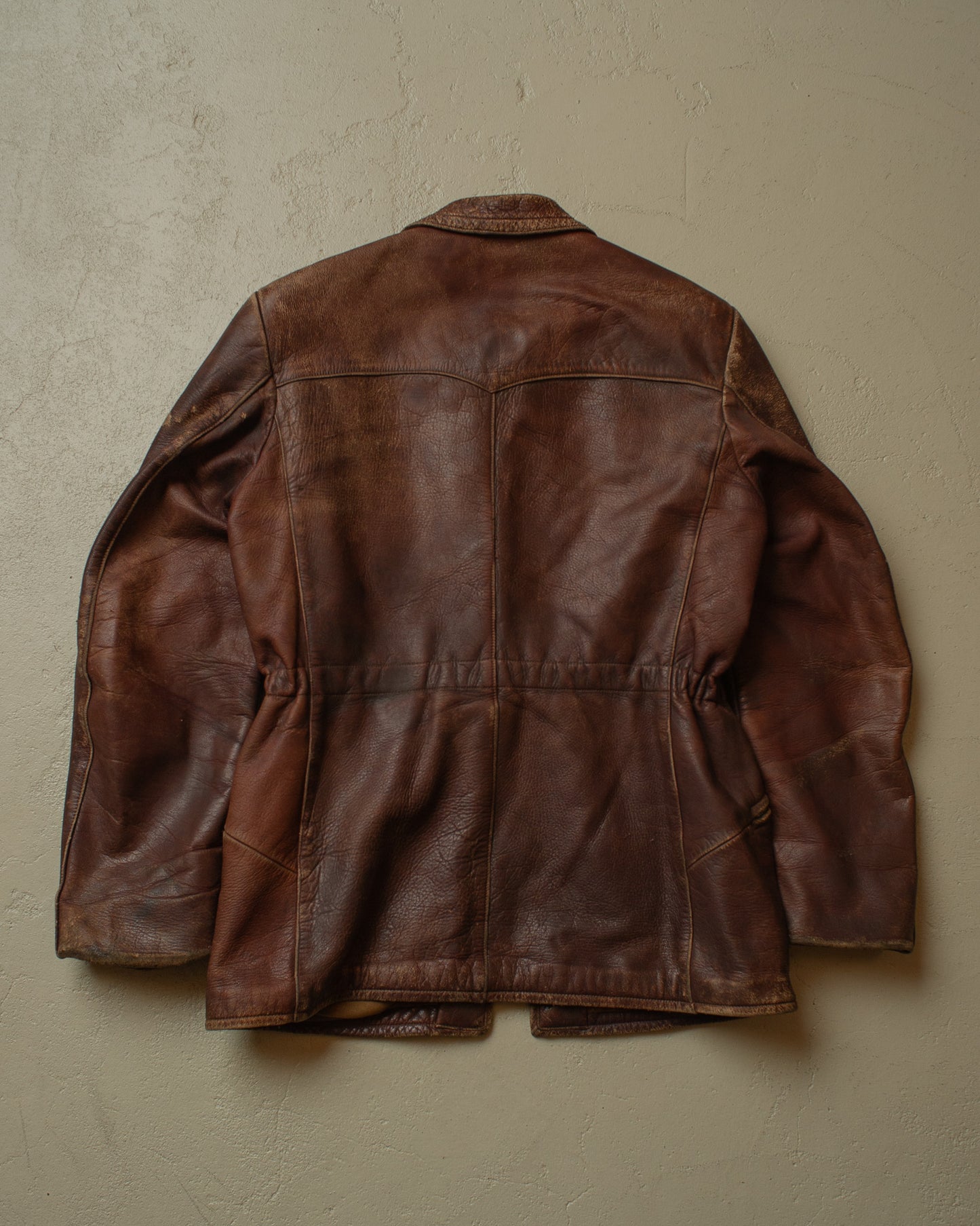 1950s German Leather Biker Jacket brown - M