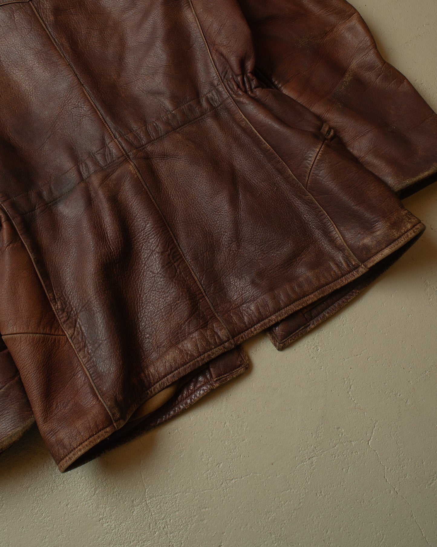 1950s German Leather Biker Jacket brown - M