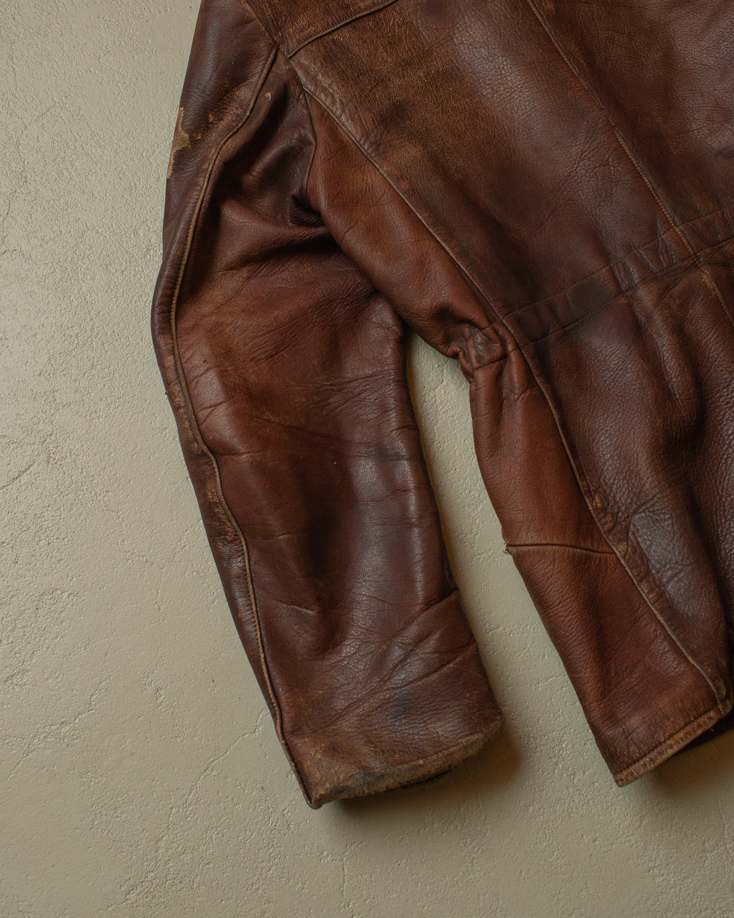 1950s German Leather Biker Jacket brown - M