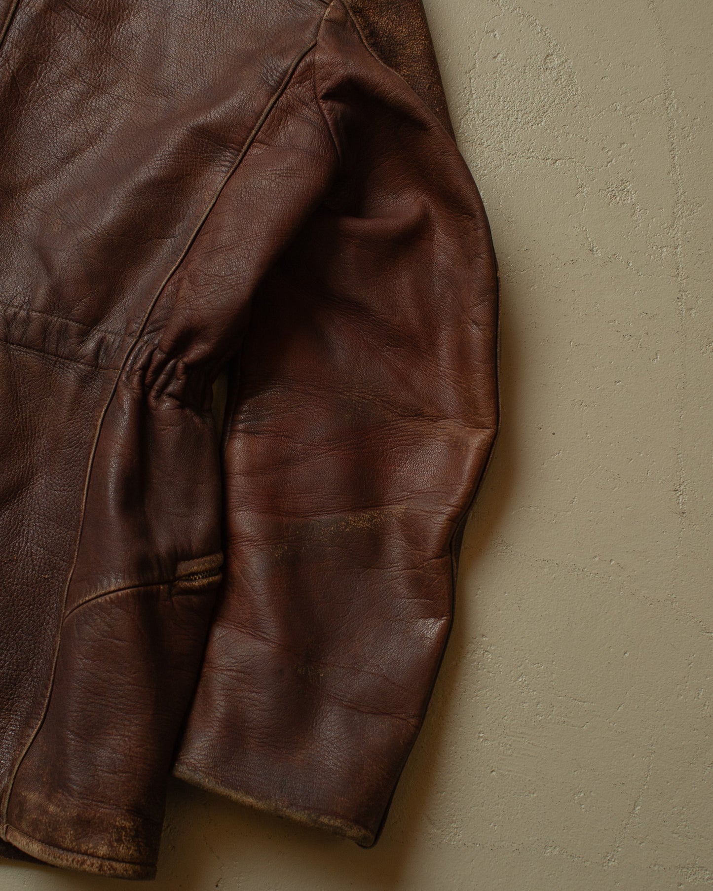 1950s German Leather Biker Jacket brown - M