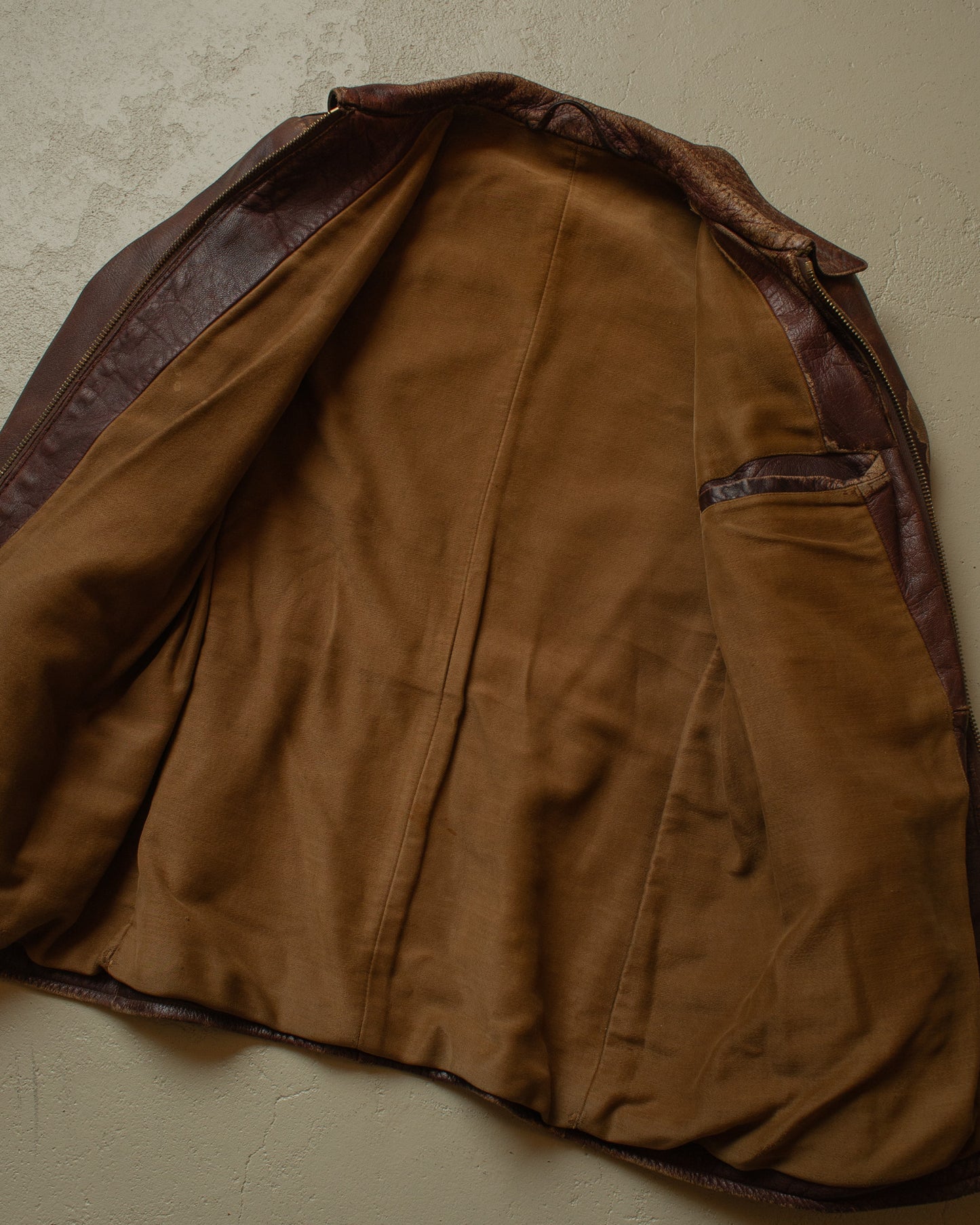 1950s German Leather Biker Jacket brown - M