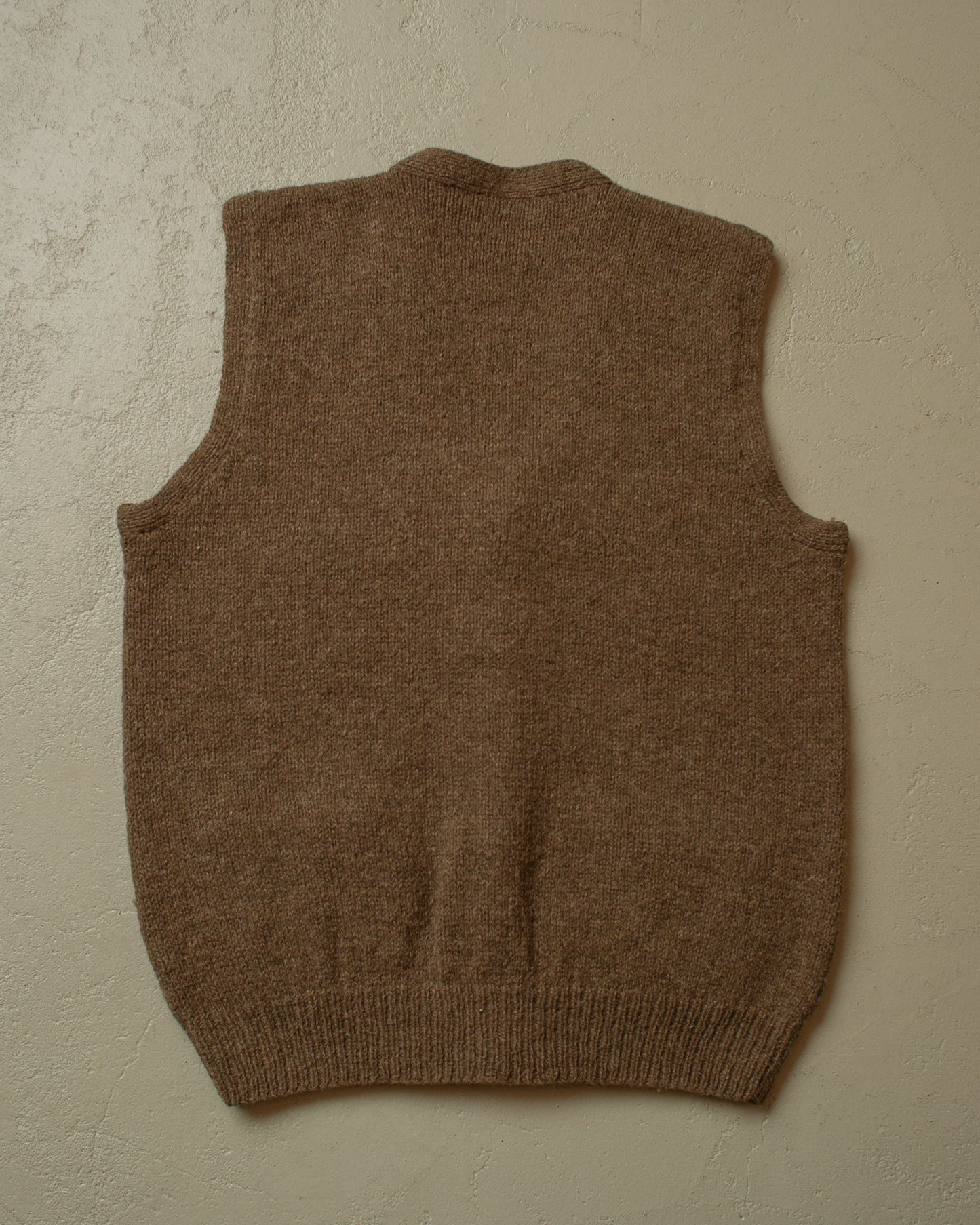 1990s Ralph Lauren crazy Pattern Handknit Vest brown - L
