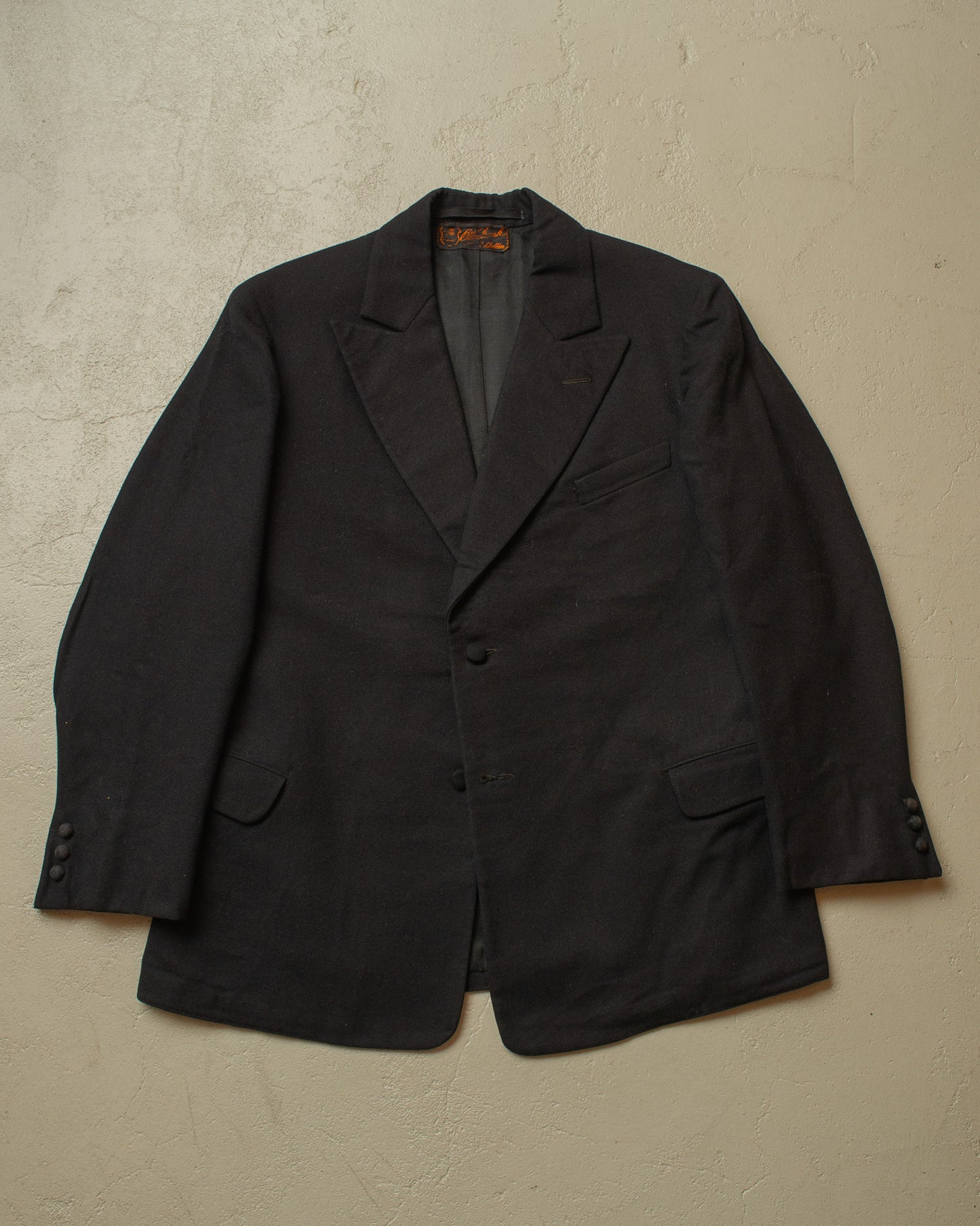 1920s/30s German Three Piece Wool Suit black - S/M