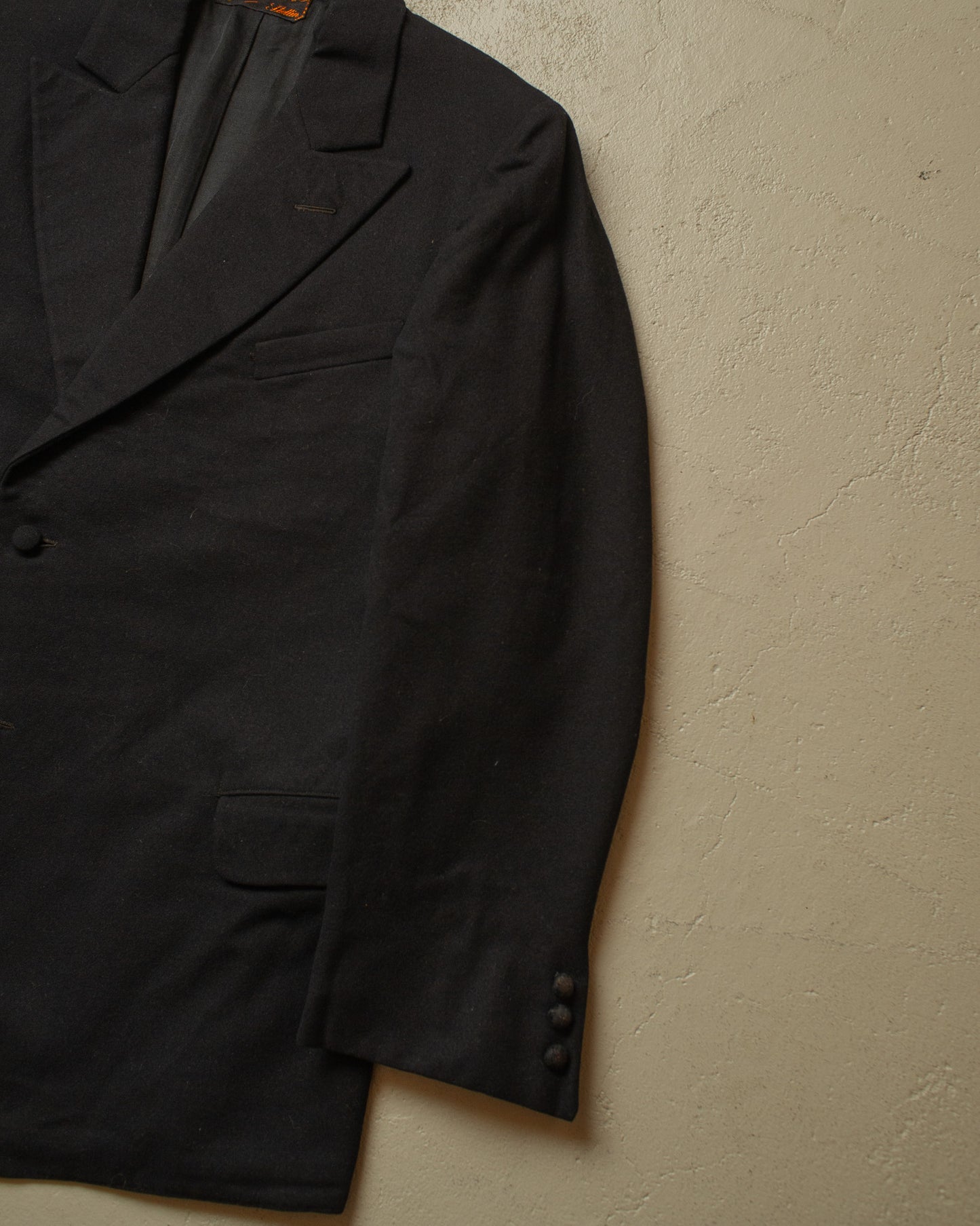 1920s/30s German Three Piece Wool Suit black - S/M