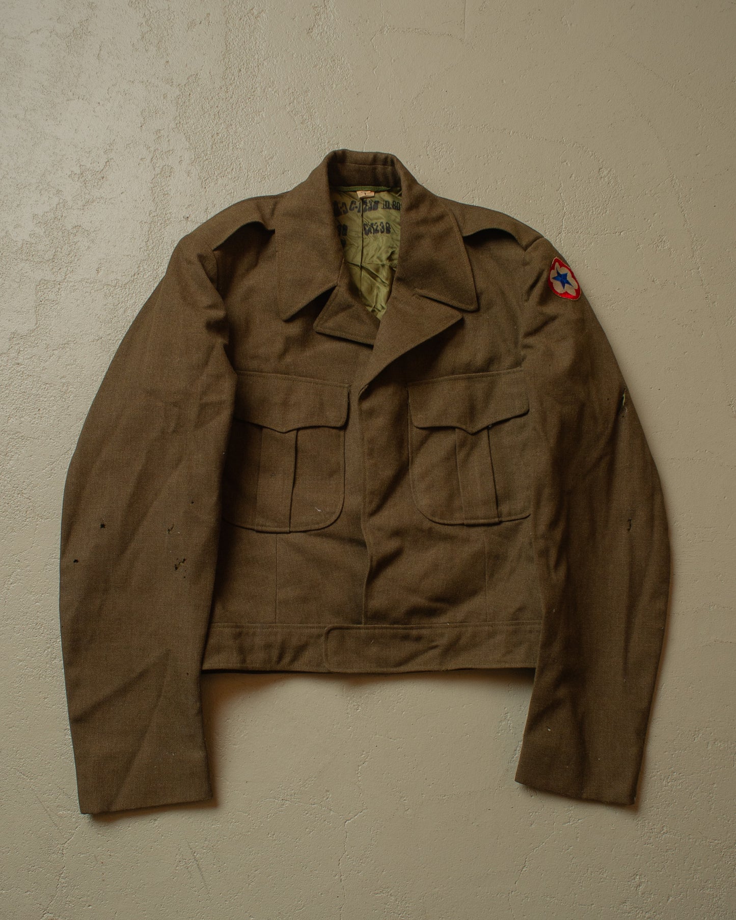 1951 distressed US Army Wool Jacket khaki - S/M