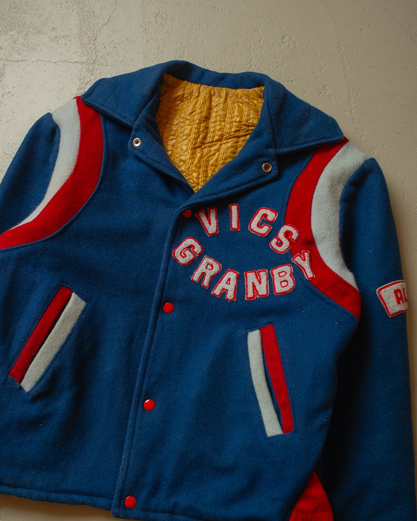 1980s/90s Vics Granby Wool Varsity Jacket blue - M/L