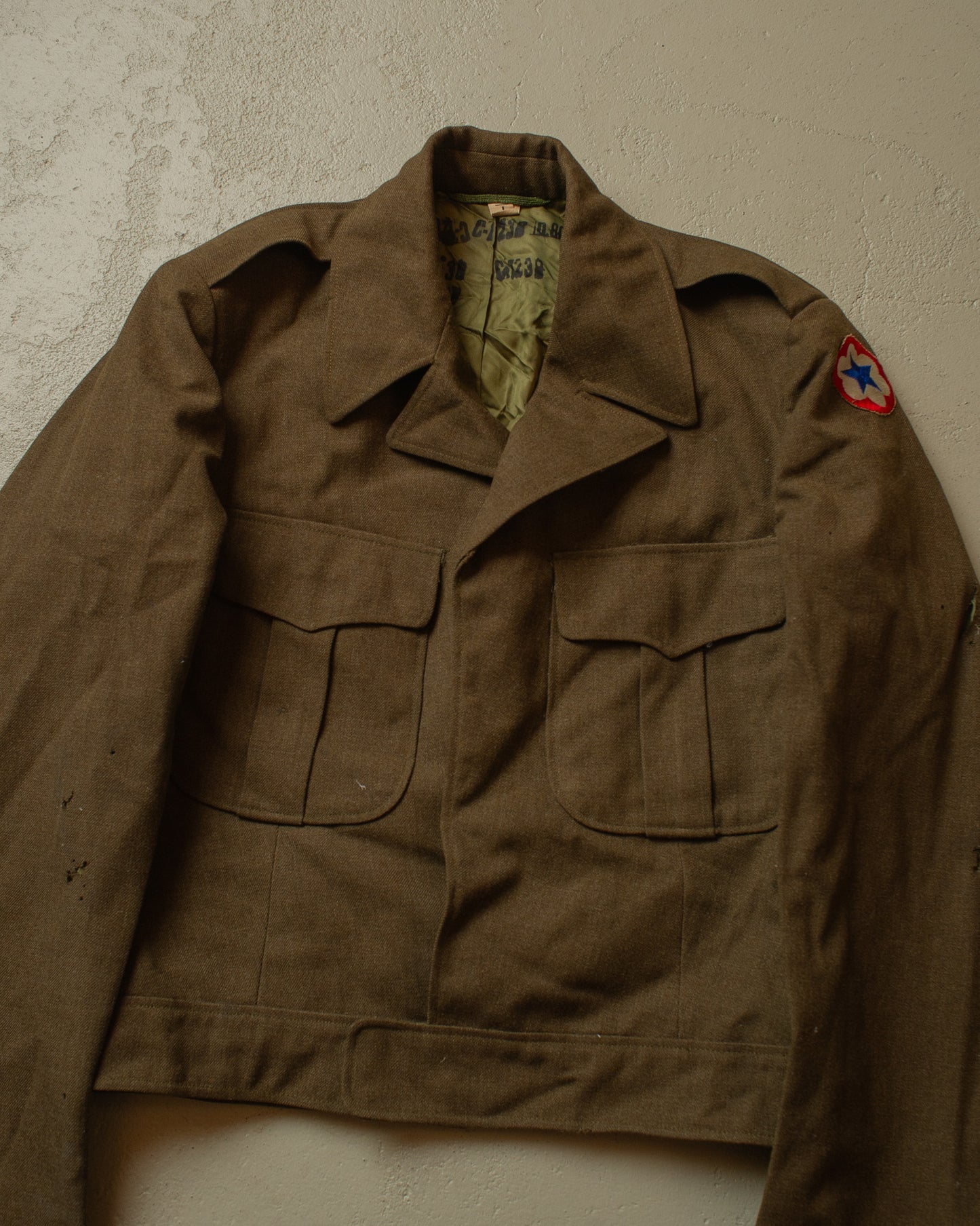 1951 distressed US Army Wool Jacket khaki - S/M