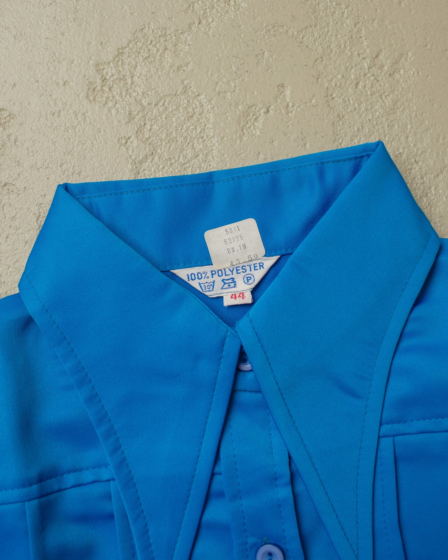 1960s Deadstock Pointed Collar Pleated Shirt blue - M/L