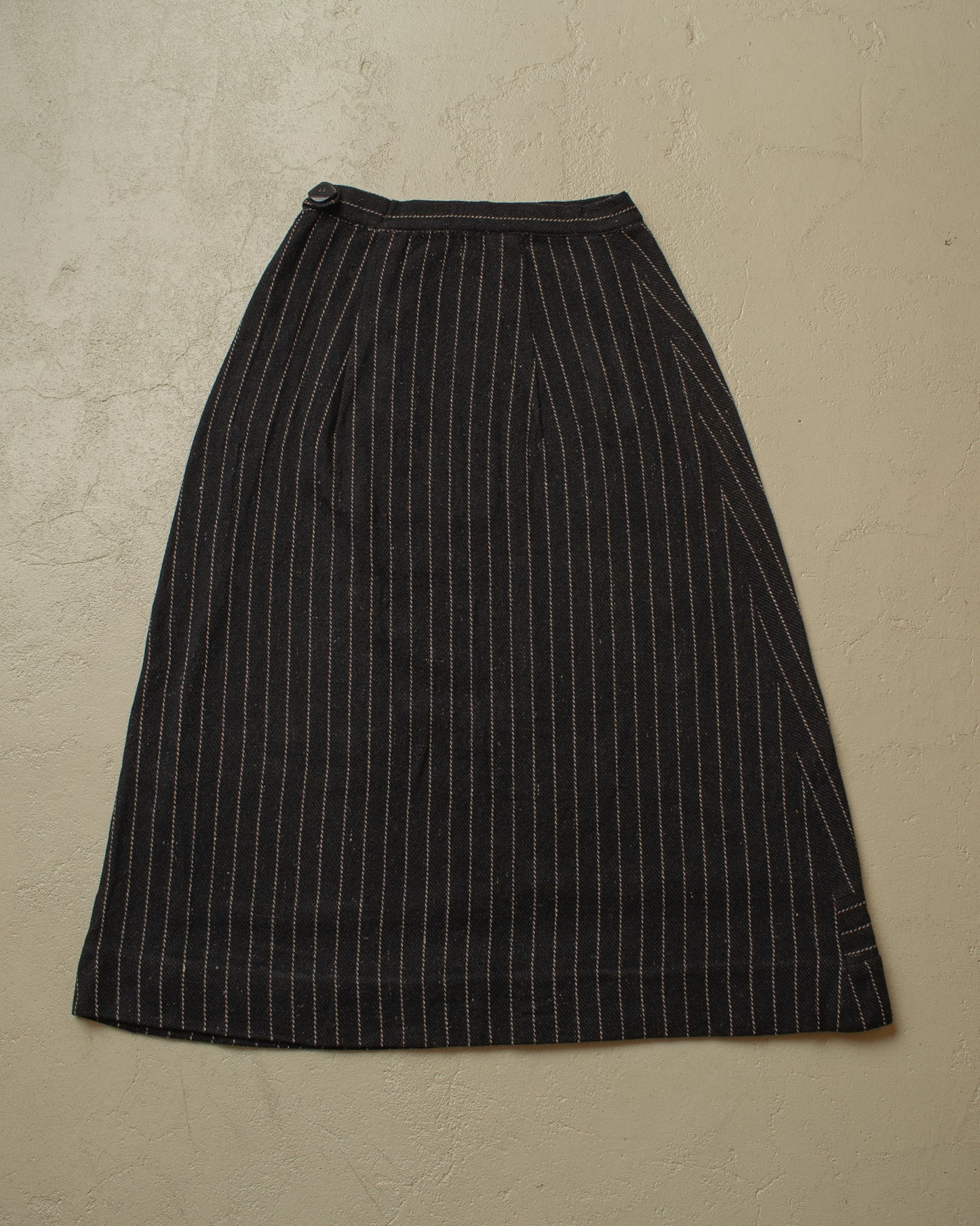 1940s German Pinstriped Wool Skirt black - W23