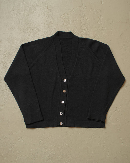 1930s/40s German Womens Wool Knit Cardigan black - S/M