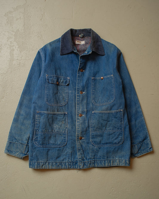 1970s Montgomery Ward lined Chore Coat blue - M/L