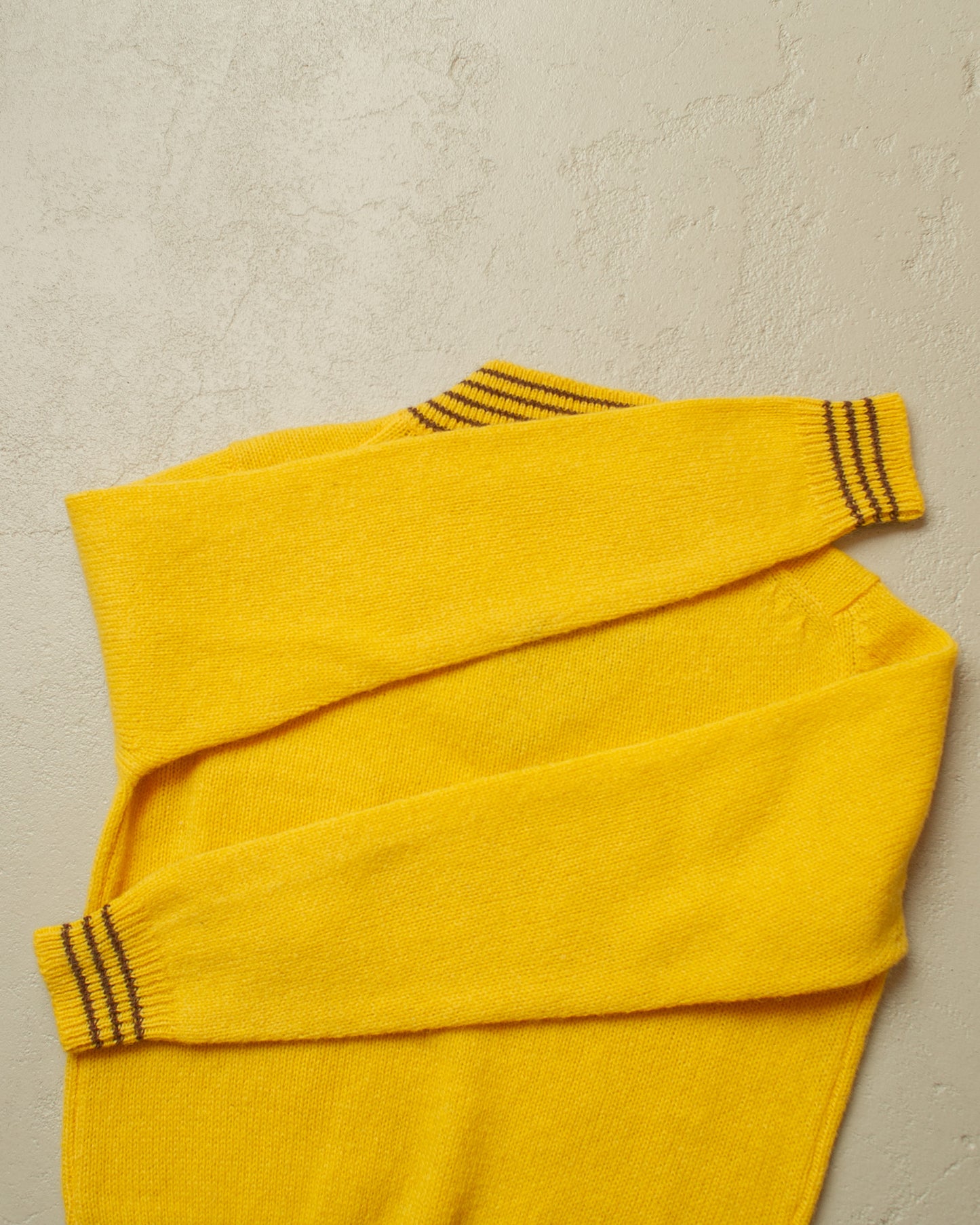 1960s CandA Wool V-Neck Knit Sweater yellow - M