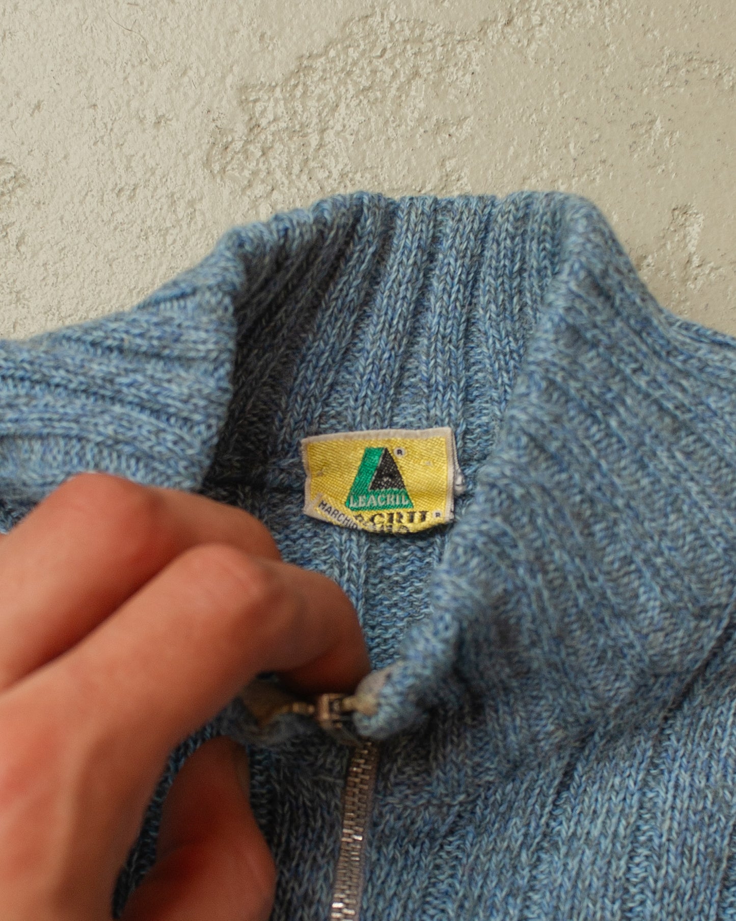 1960s German Zip Knit Jacket blue - S