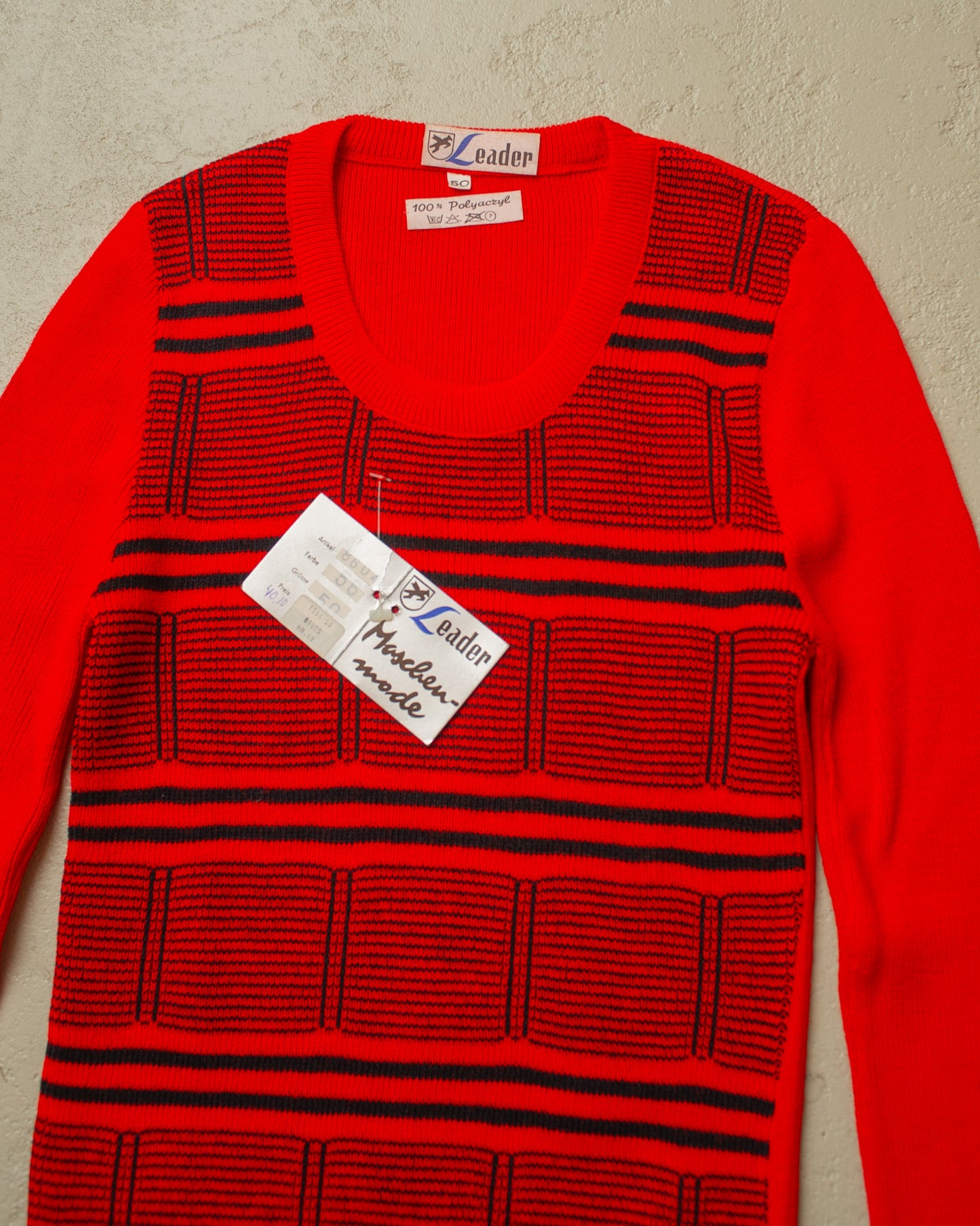 1960s Deadstock Knit Longsleeve red - XS