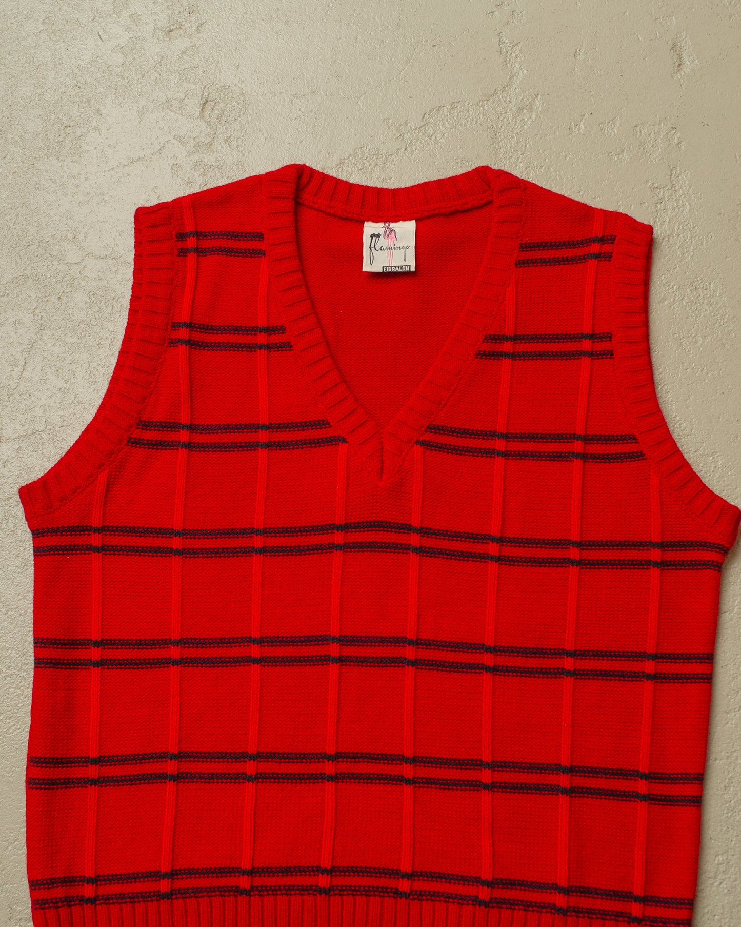 1960s/70s unworn Pattern Knit Vest red - S/M