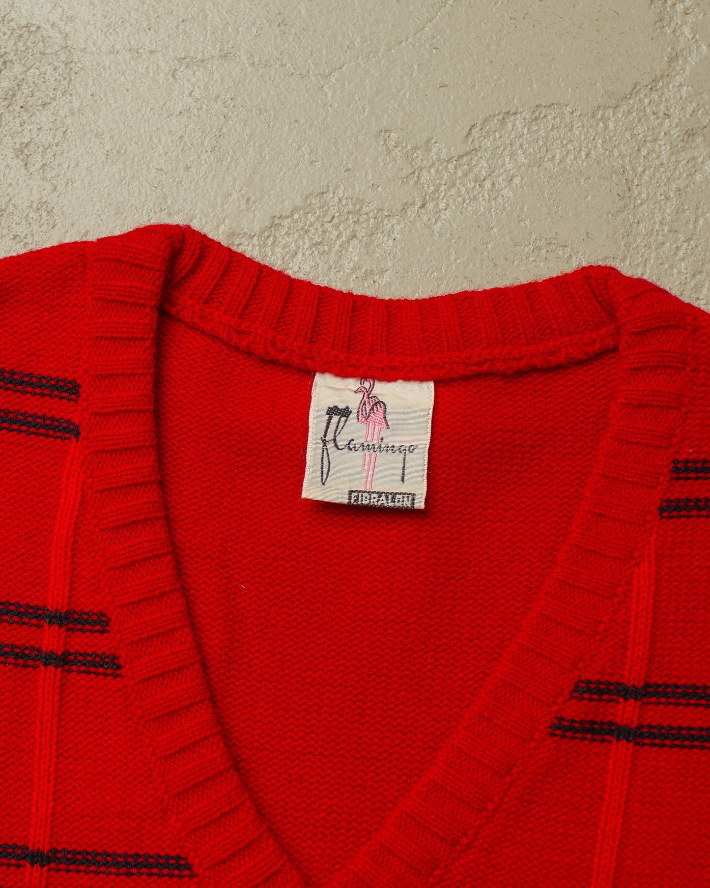 1960s/70s unworn Pattern Knit Vest red - S/M
