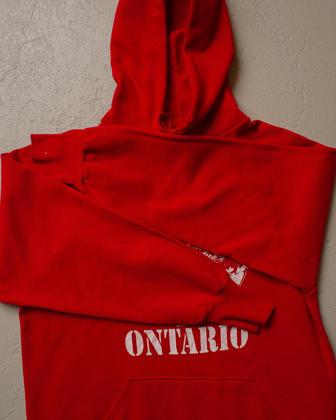 80s Lake Ontario Fish Print Hoodie red - L