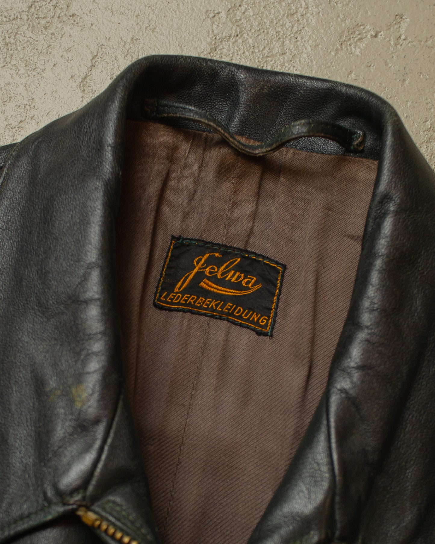 1930s/40s German Leather Sports Jacket green - M