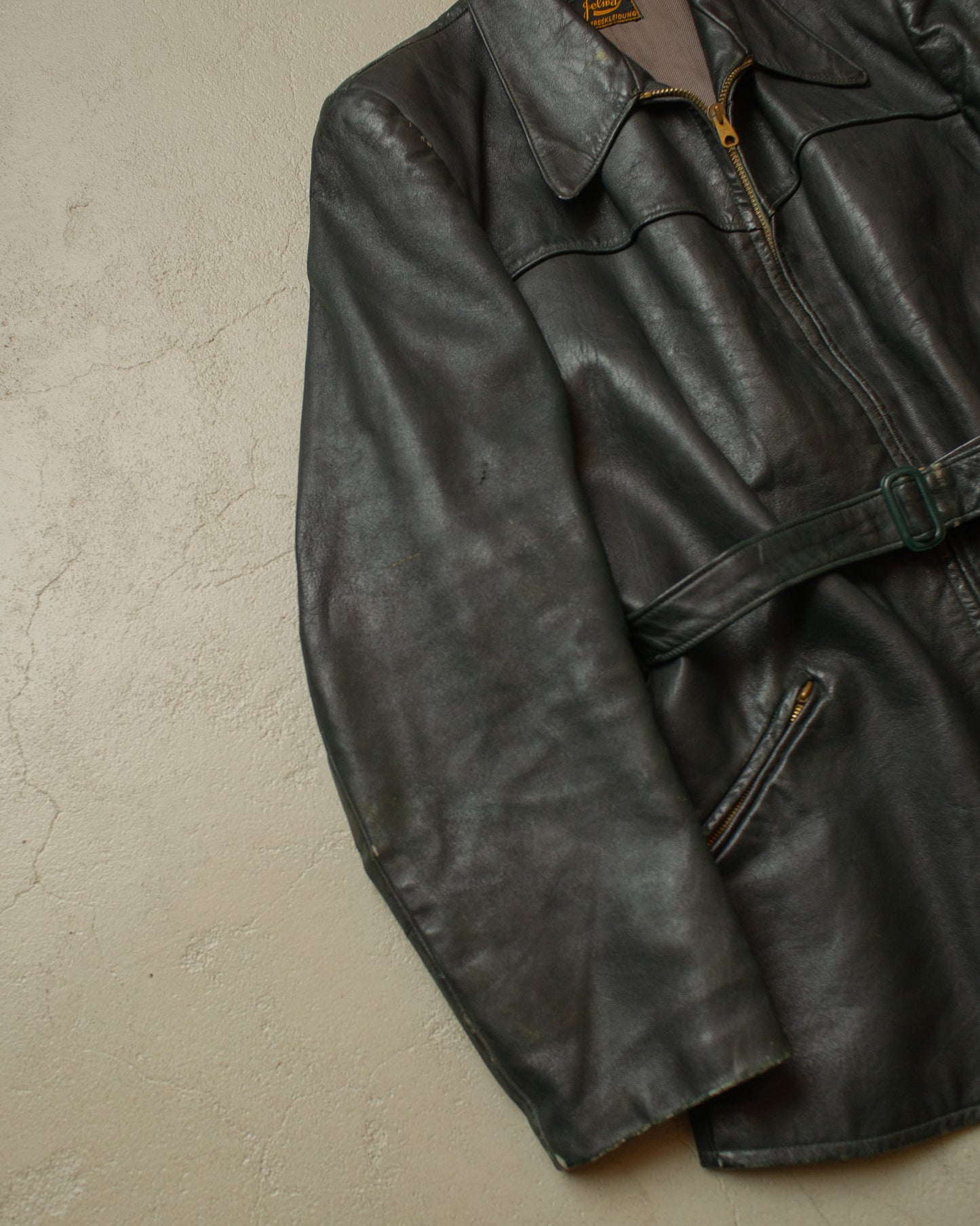 1930s/40s German Leather Sports Jacket green - M