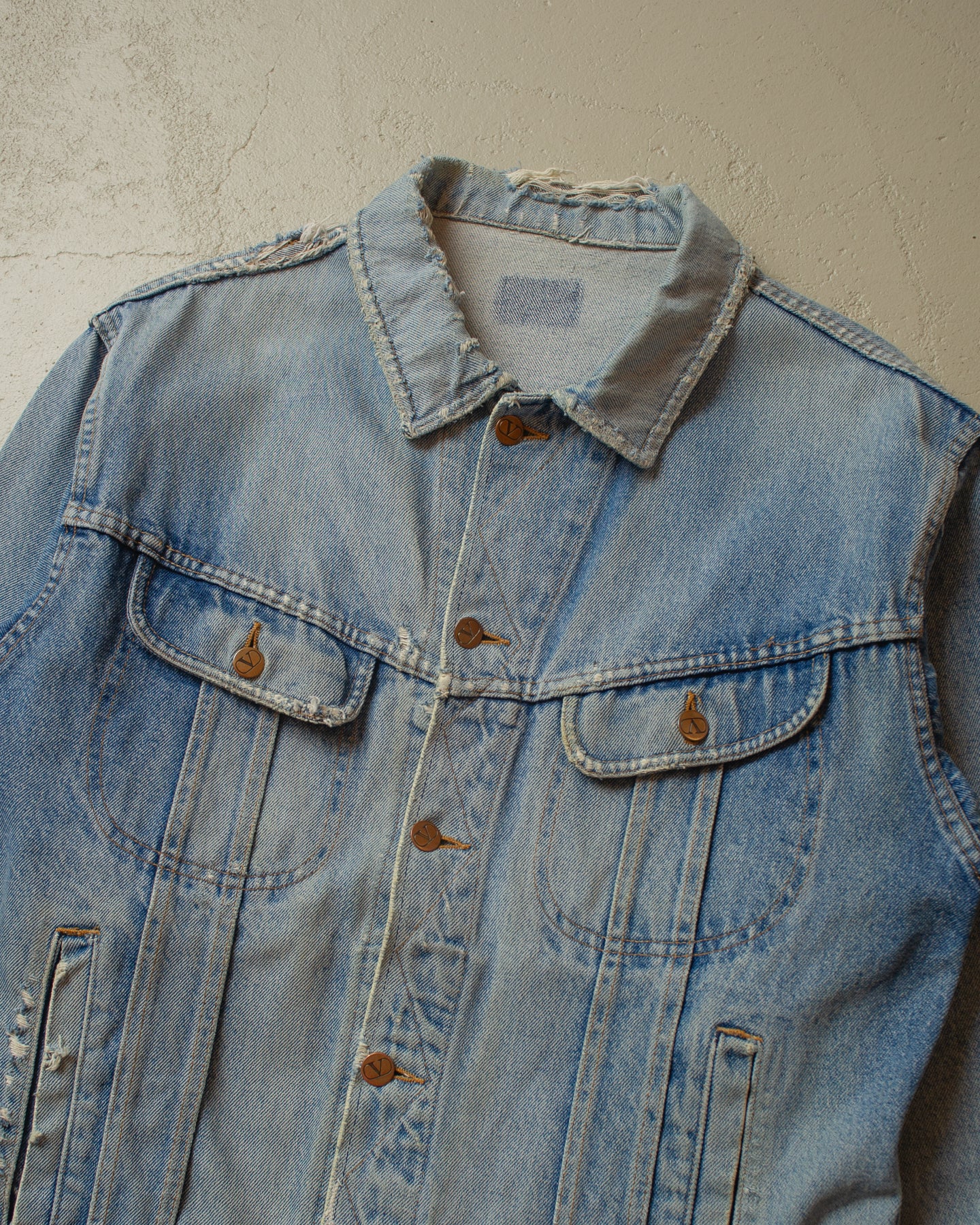 1990s distressed Valentino Denim Jacket blue - XL