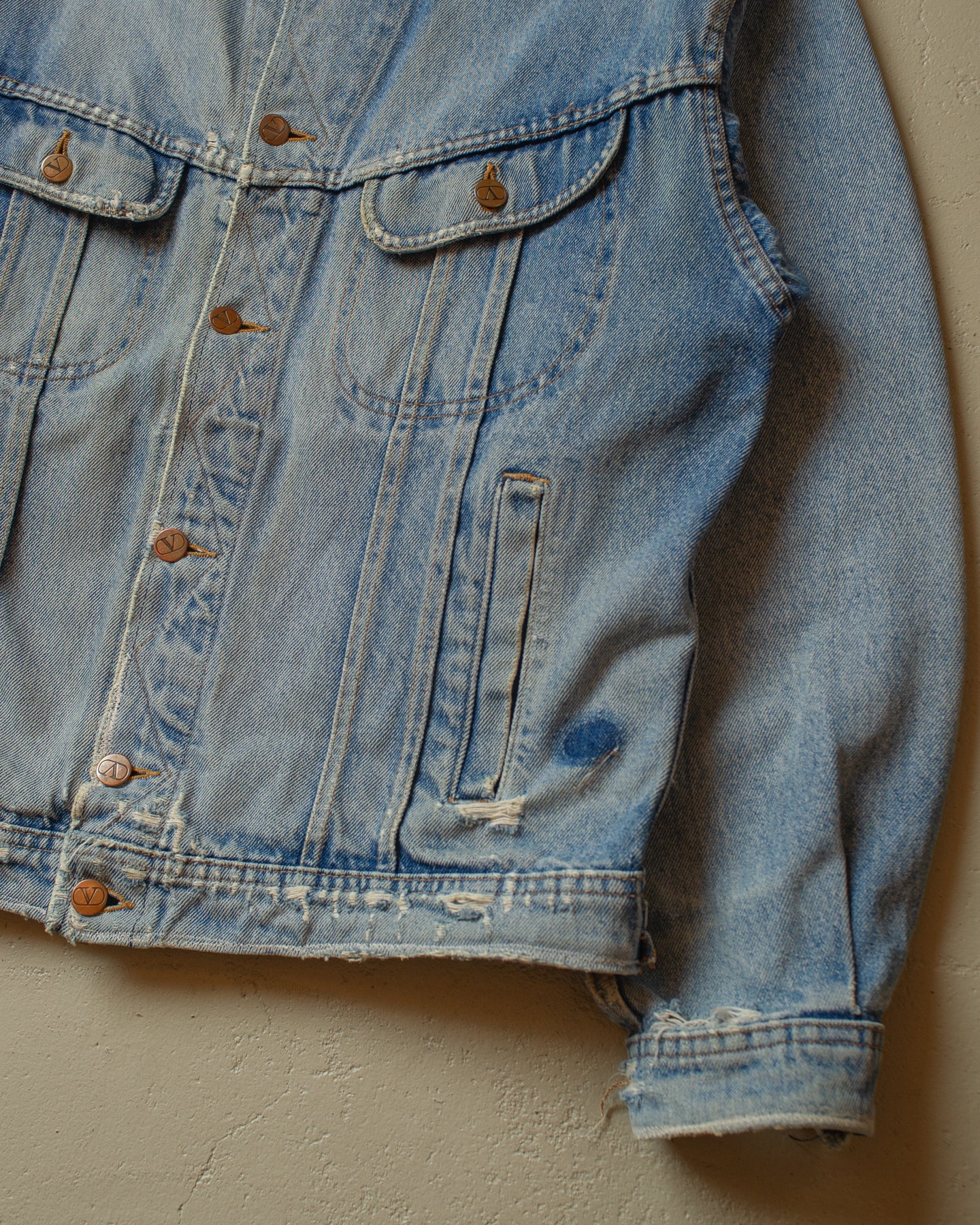 1990s distressed Valentino Denim Jacket blue - XL