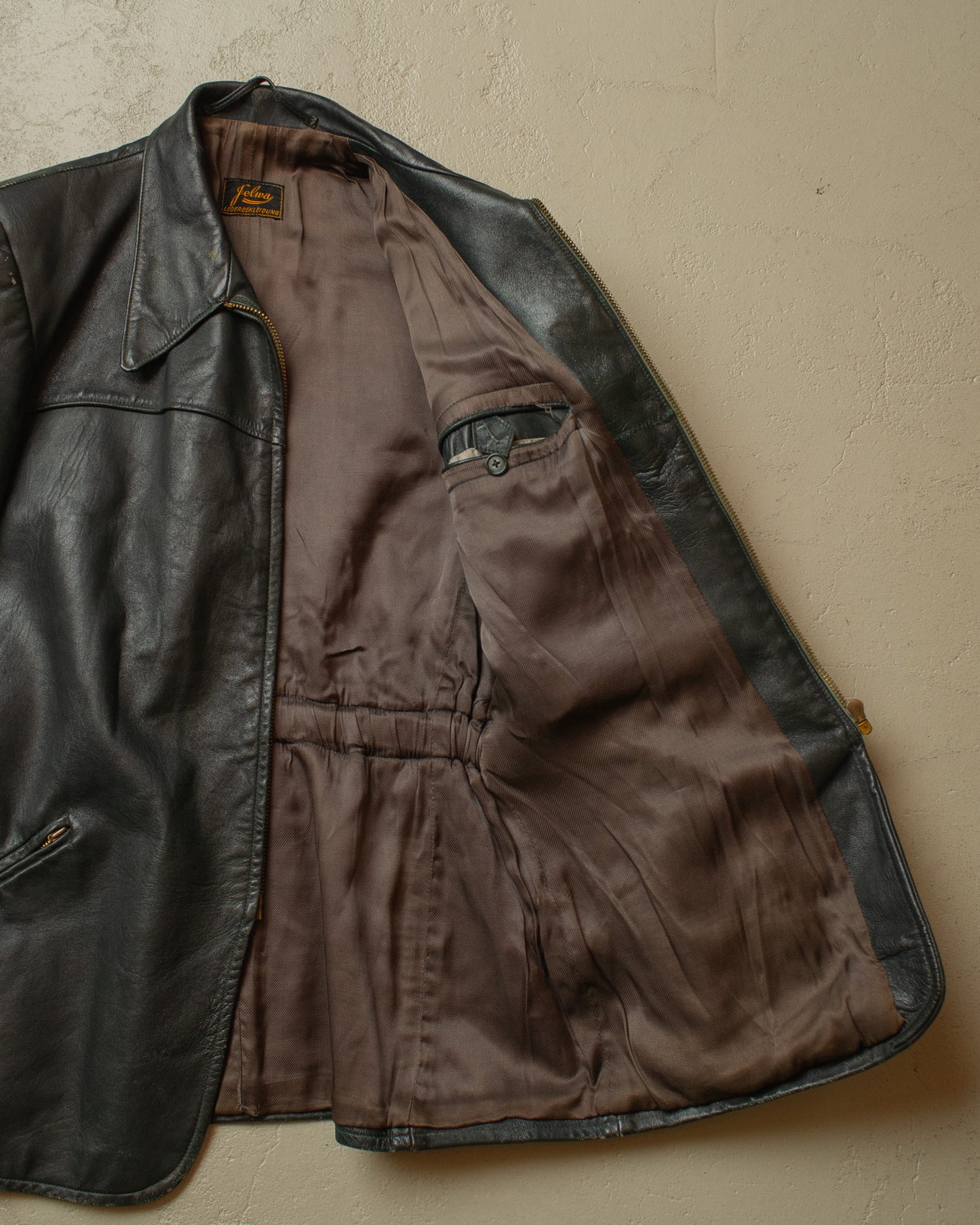 1930s/40s German Leather Sports Jacket green - M