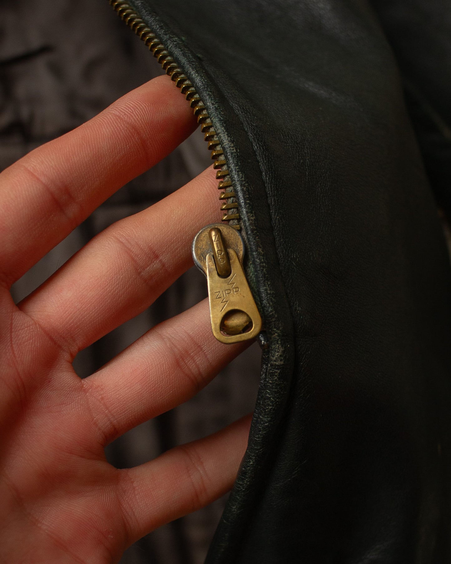 1930s/40s German Leather Sports Jacket green - M