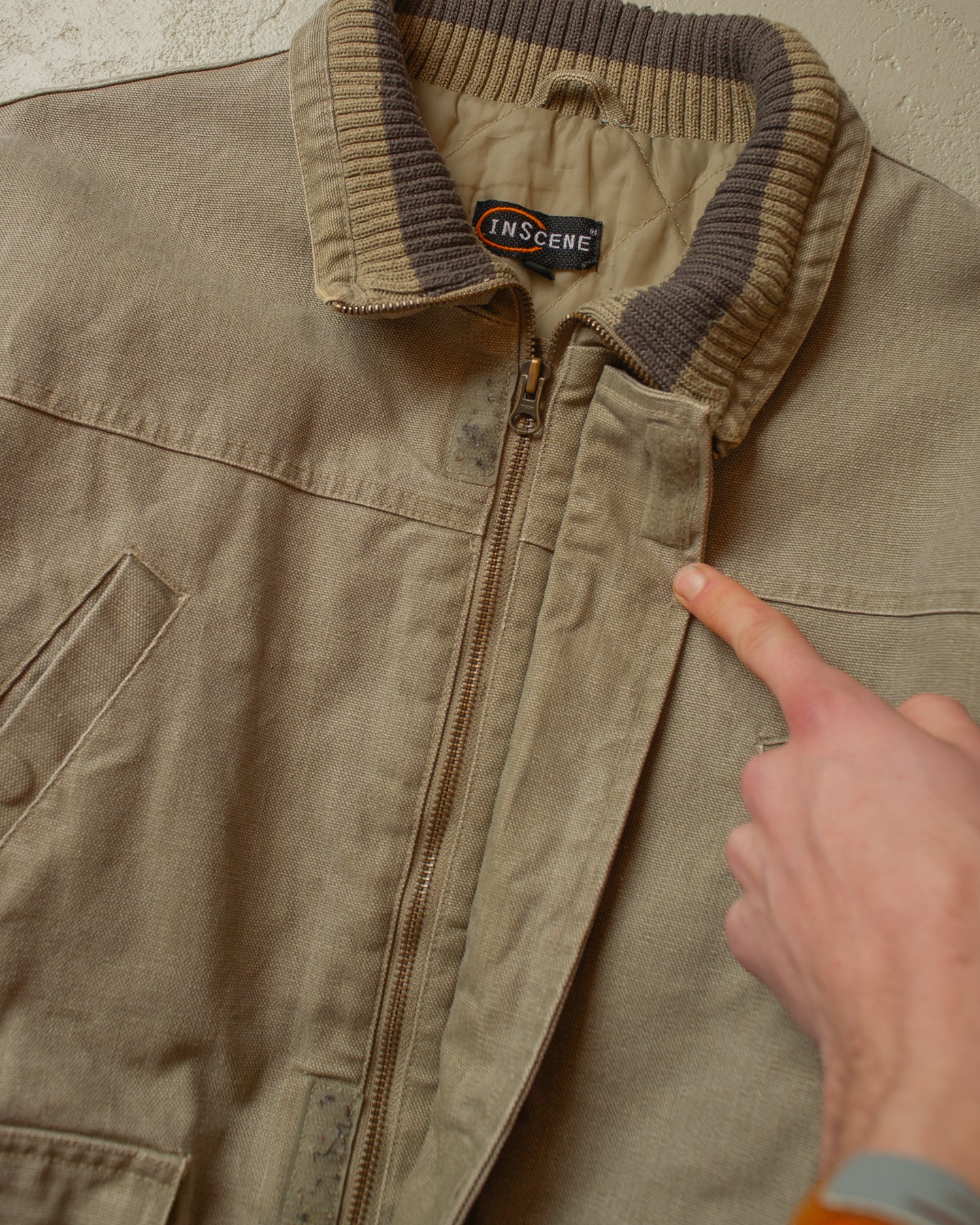 2000s Inscene Canvas Bomber Jacket beige - XL
