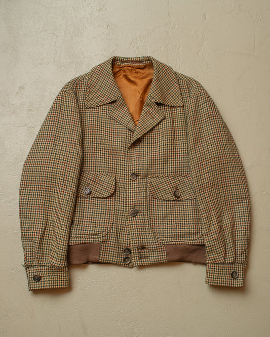 1940s/50s European Houndstooth Wool Sports Jacket beige - M/L
