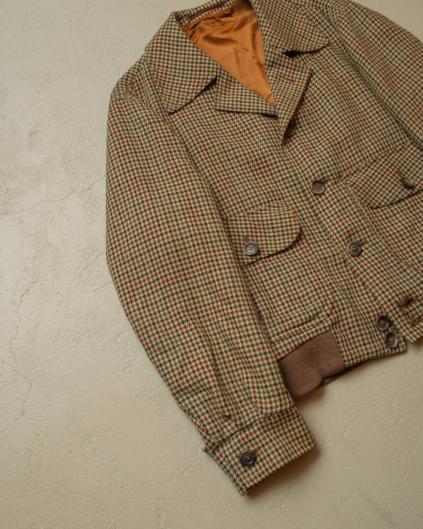 1940s/50s European Houndstooth Wool Sports Jacket beige - M/L