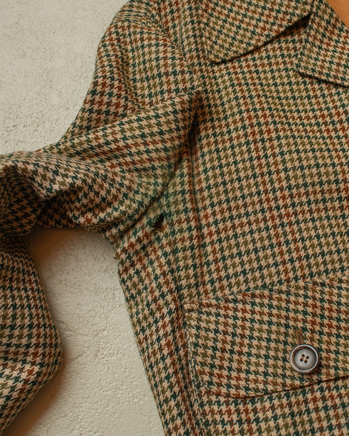 1940s/50s European Houndstooth Wool Sports Jacket beige - M/L