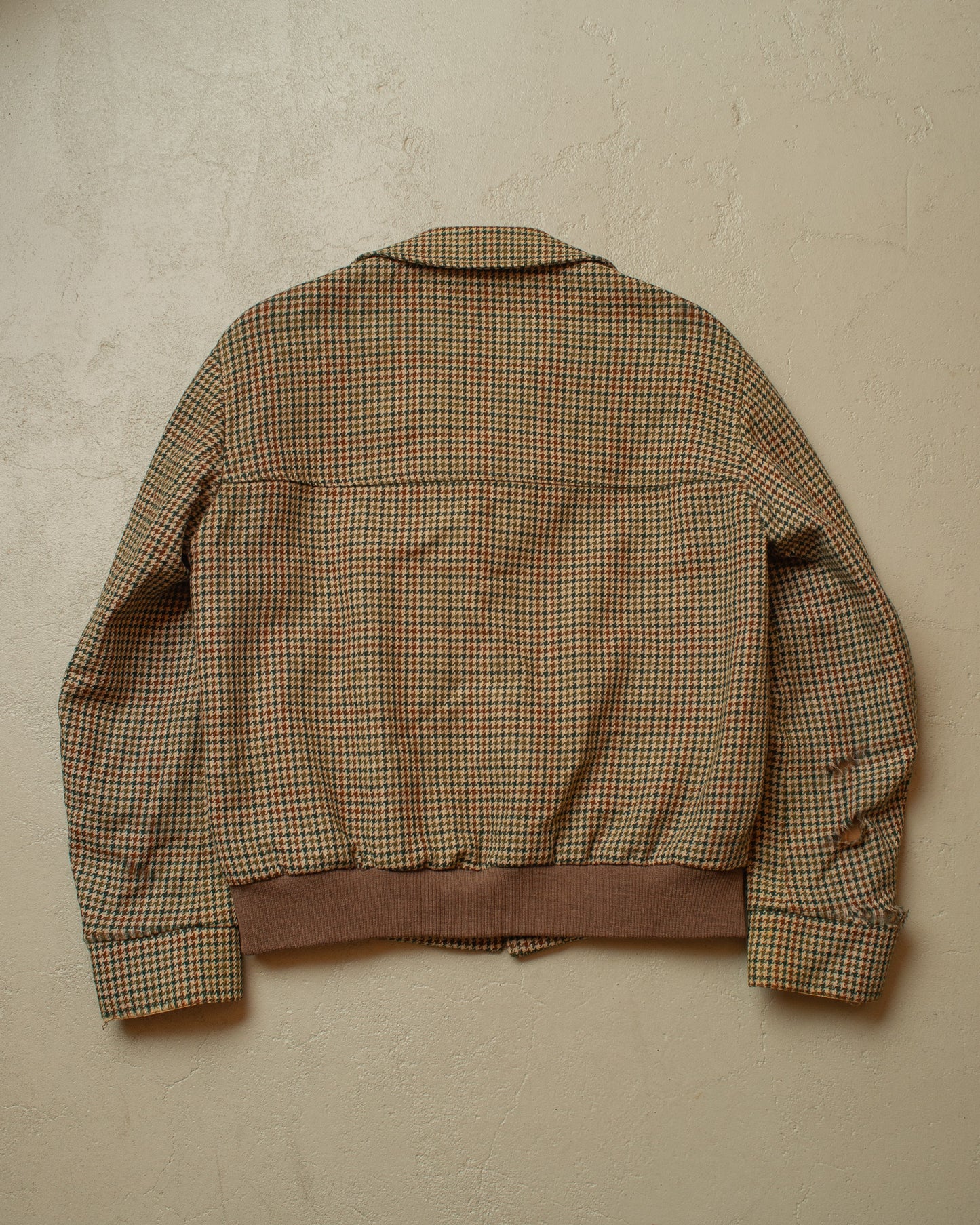 1940s/50s European Houndstooth Wool Sports Jacket beige - M/L