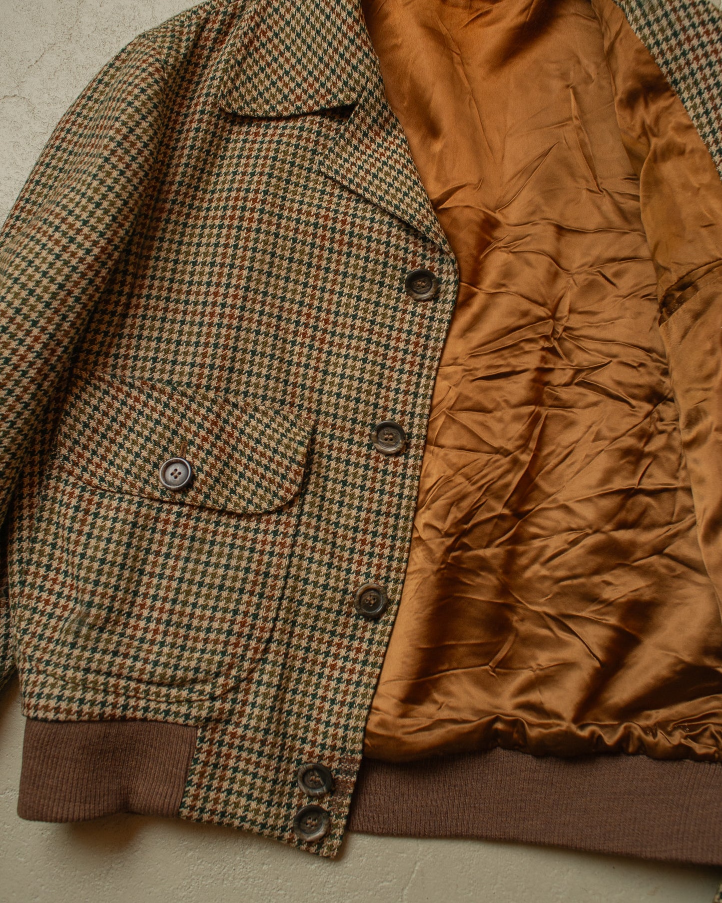 1940s/50s European Houndstooth Wool Sports Jacket beige - M/L